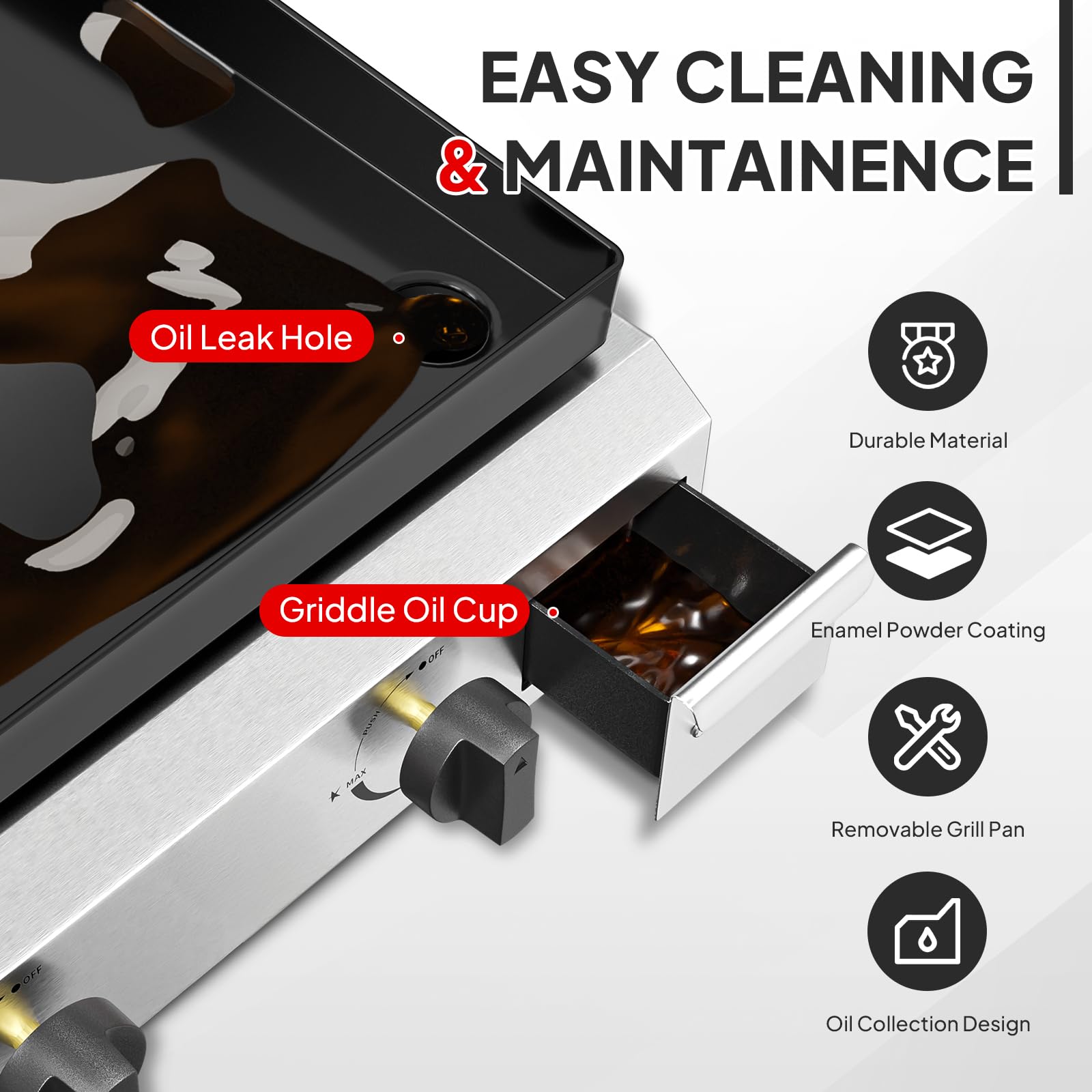 ROVSUN 4-Burner 40,000 BTU Propane Flat Top Tabletop Outdoor Griddle with Lid