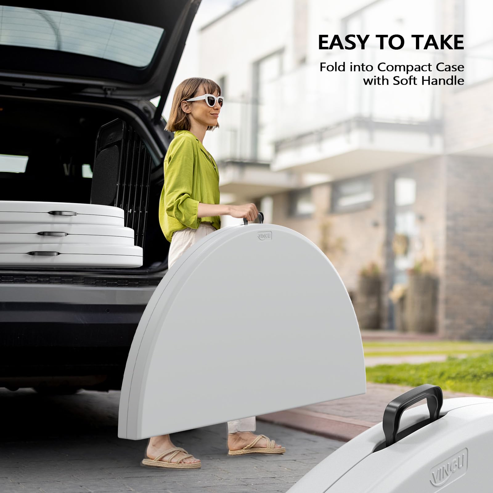 48" Round Bi-Folding Portable Plastic Dining Card Table