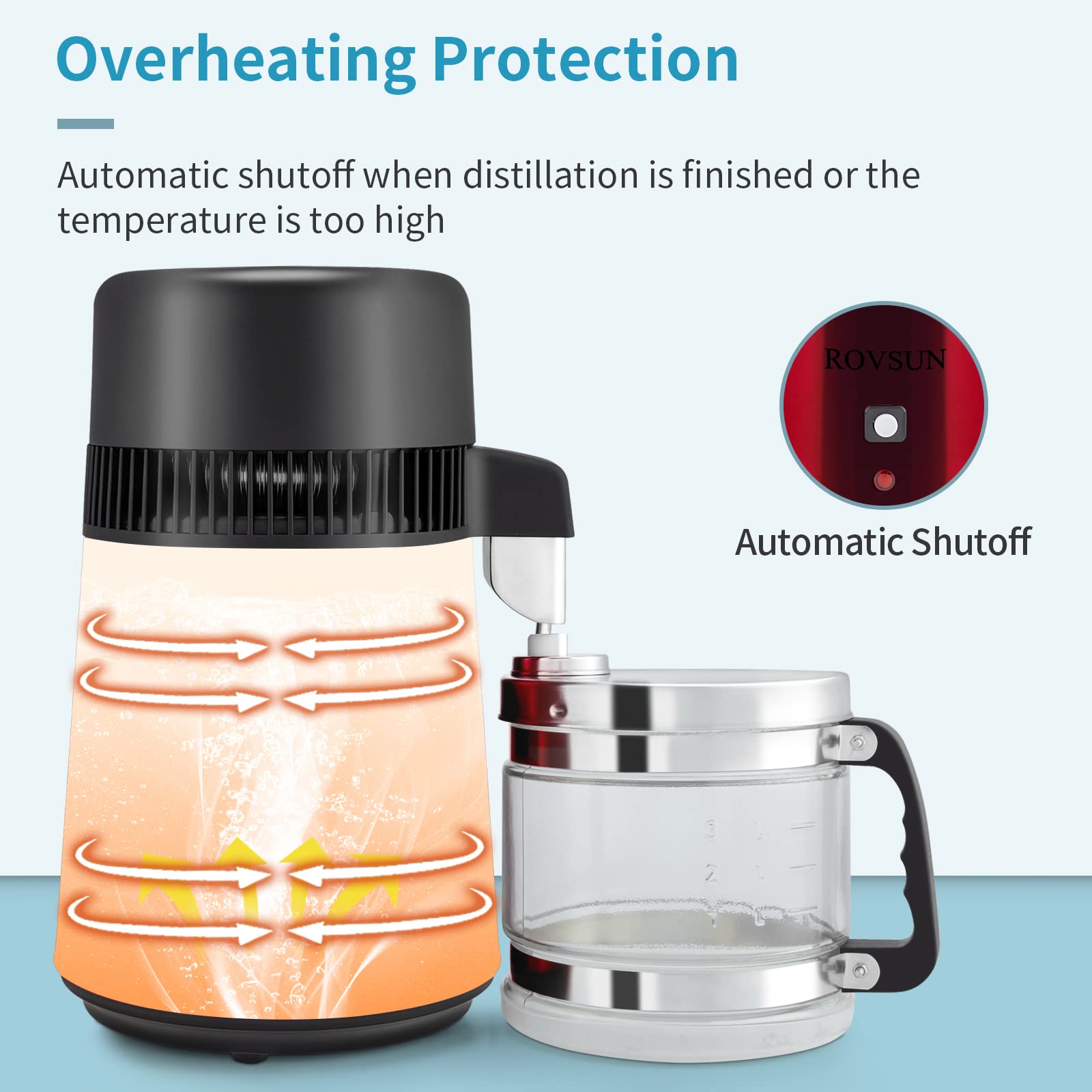 ROVSUN 1.1 Gal 750W 110V Water Distiller Countertop Red