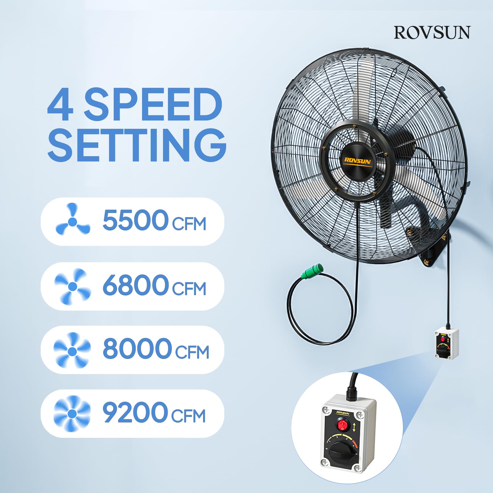 ROVSUN 30" 130W 110V Wall Mount Misting Fan