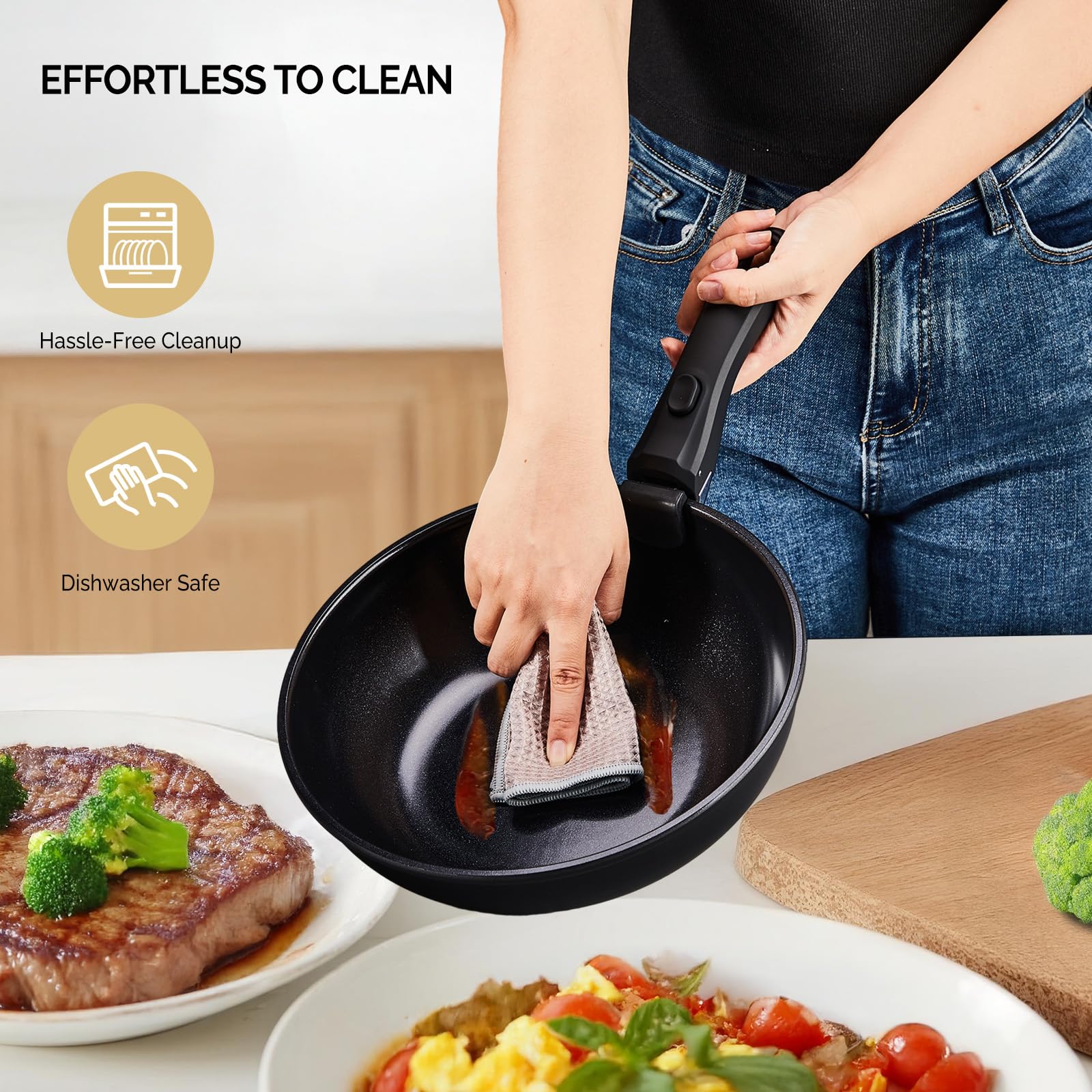 ROVSUN 23 Pcs Nonstick Pots and Pans Set with Detachable Handles