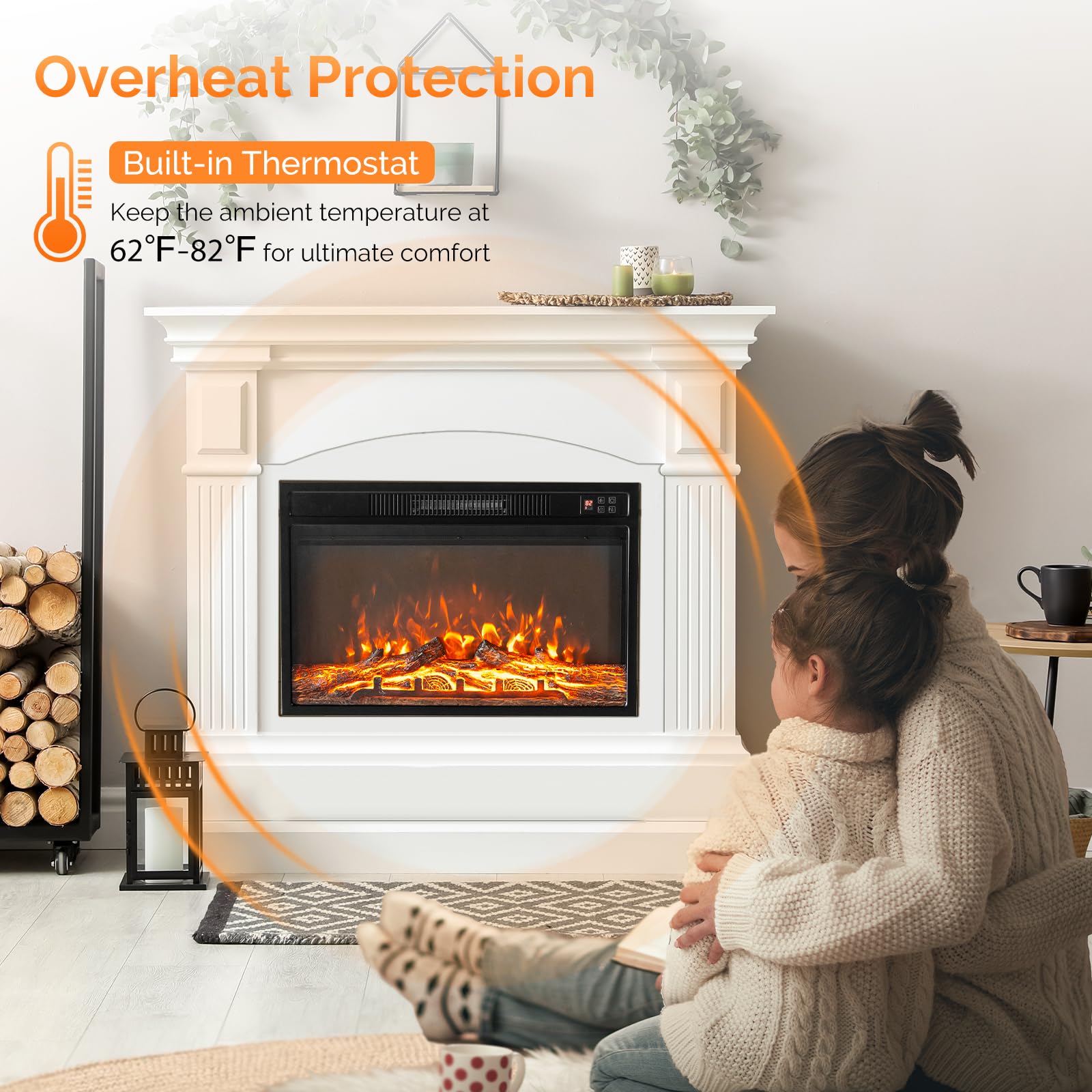 ROVSUN 26'' 1500W 120V Electric Fireplace Inserts with APP & Remote