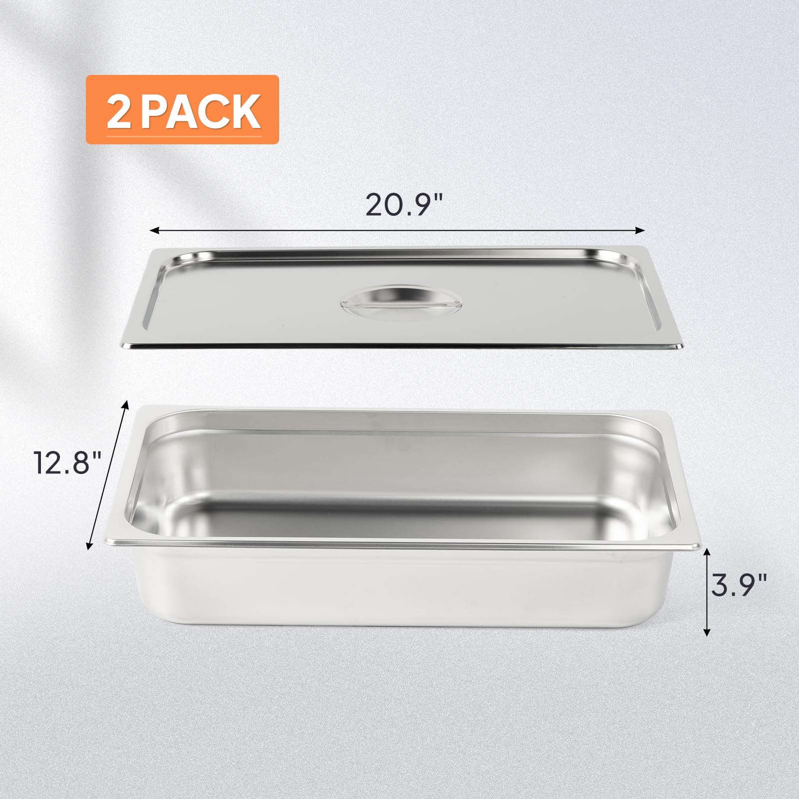ROVSUN 2-Pack Full Size Steam Table Pan with Lid