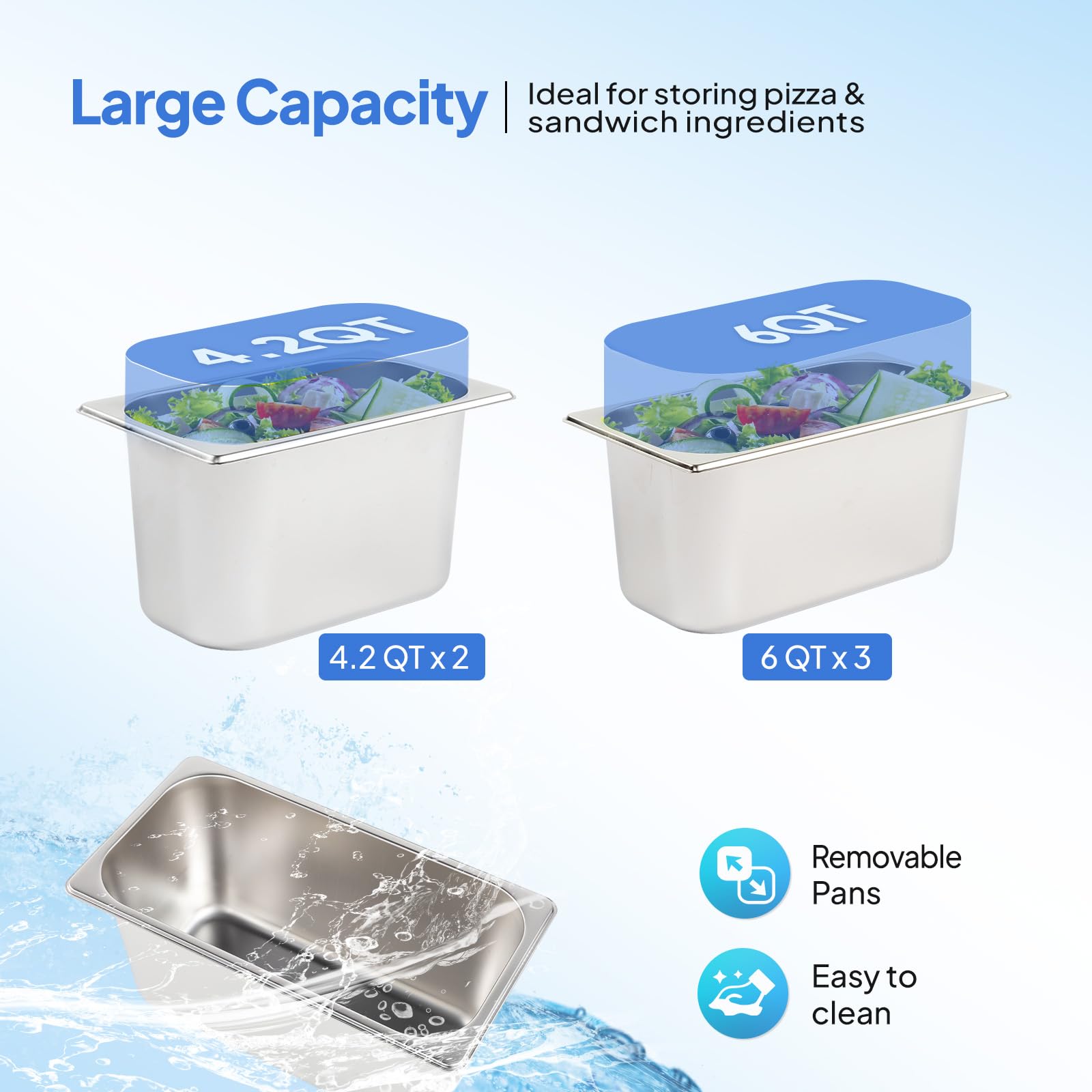 ROVSUN 47" 150W 110V Refrigerated Prep Rail Countertop