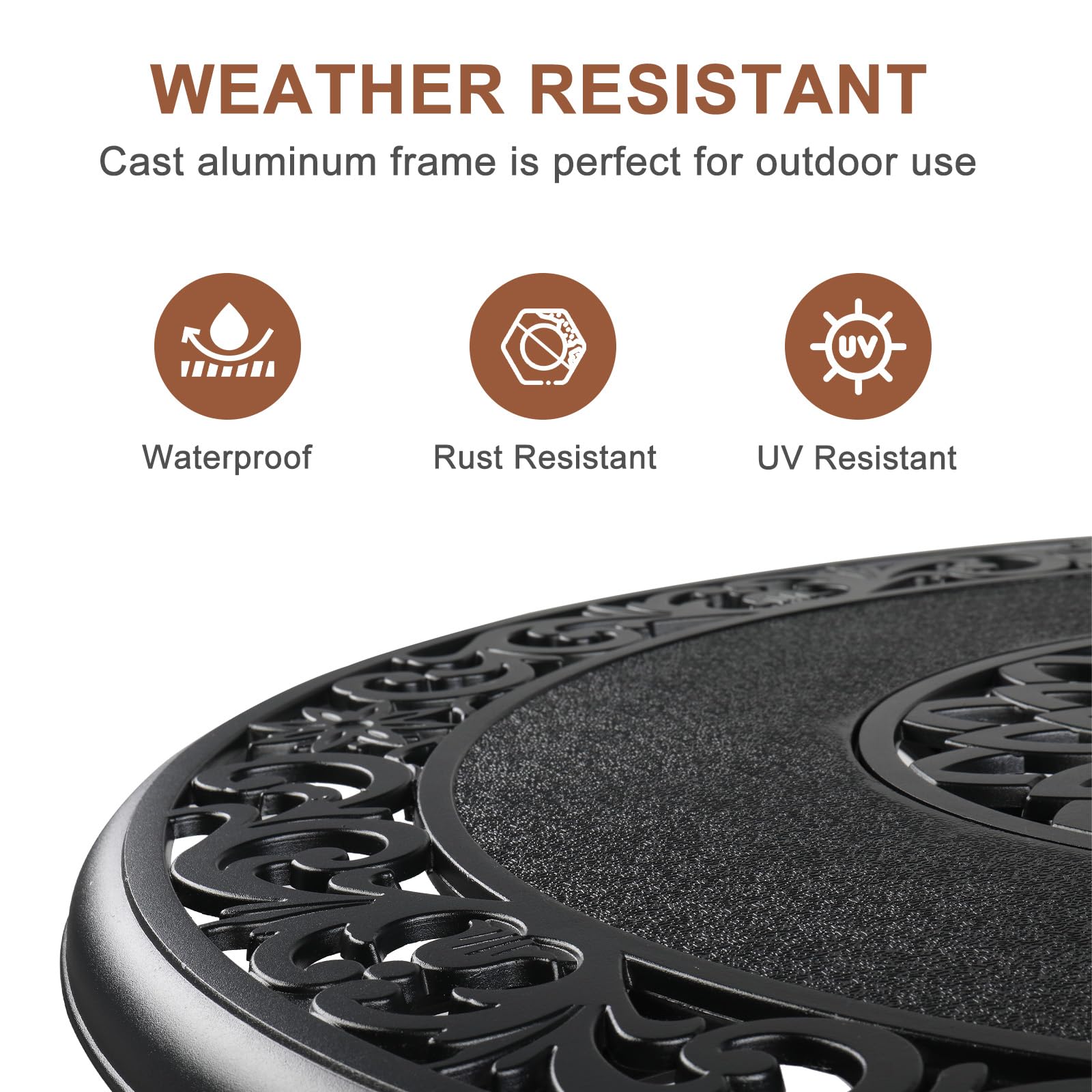 32" Round Outdoor Bar Table with Umbrella Hole Black