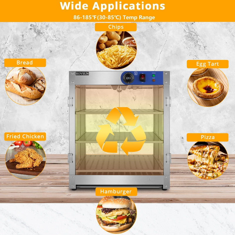 ROVSUN 3-Tier 20 Inch 800W 110V Countertop Hot Food Warmer Display Case