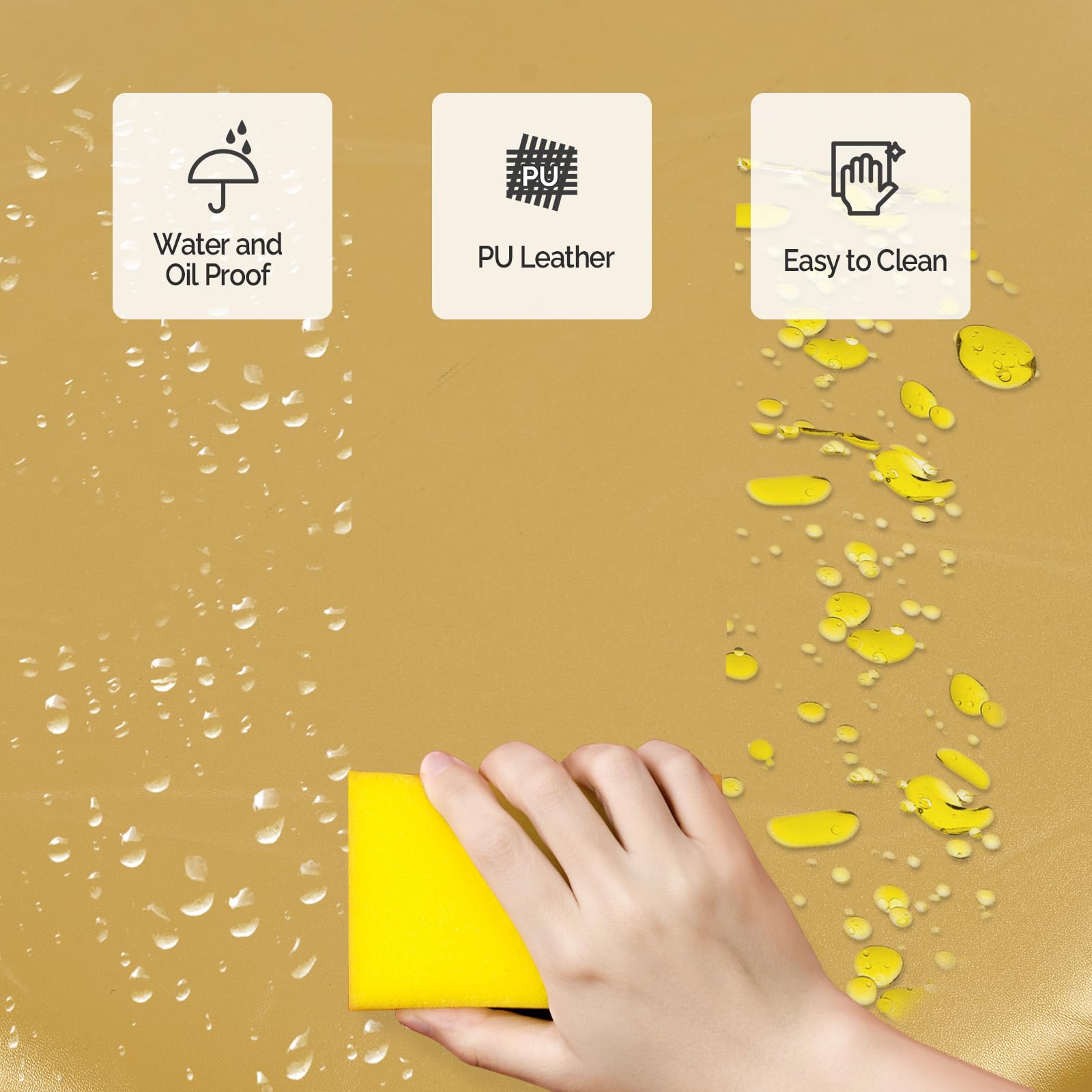 59.5" Waiting Chair Bench Seating Faux Leather Gold