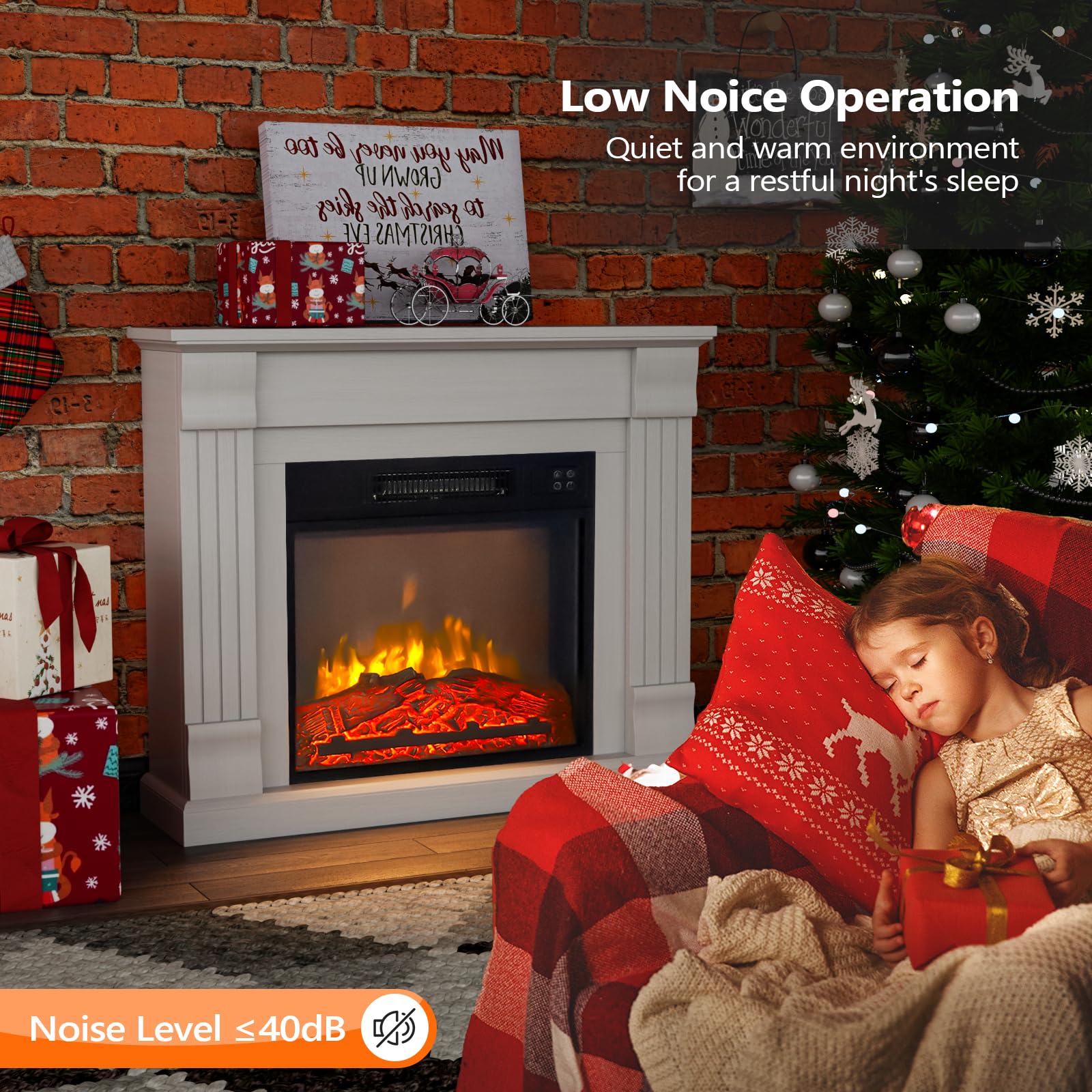 ROVSUN 27'' High 1400W 120V Electric Fireplace with Mantel & Remote