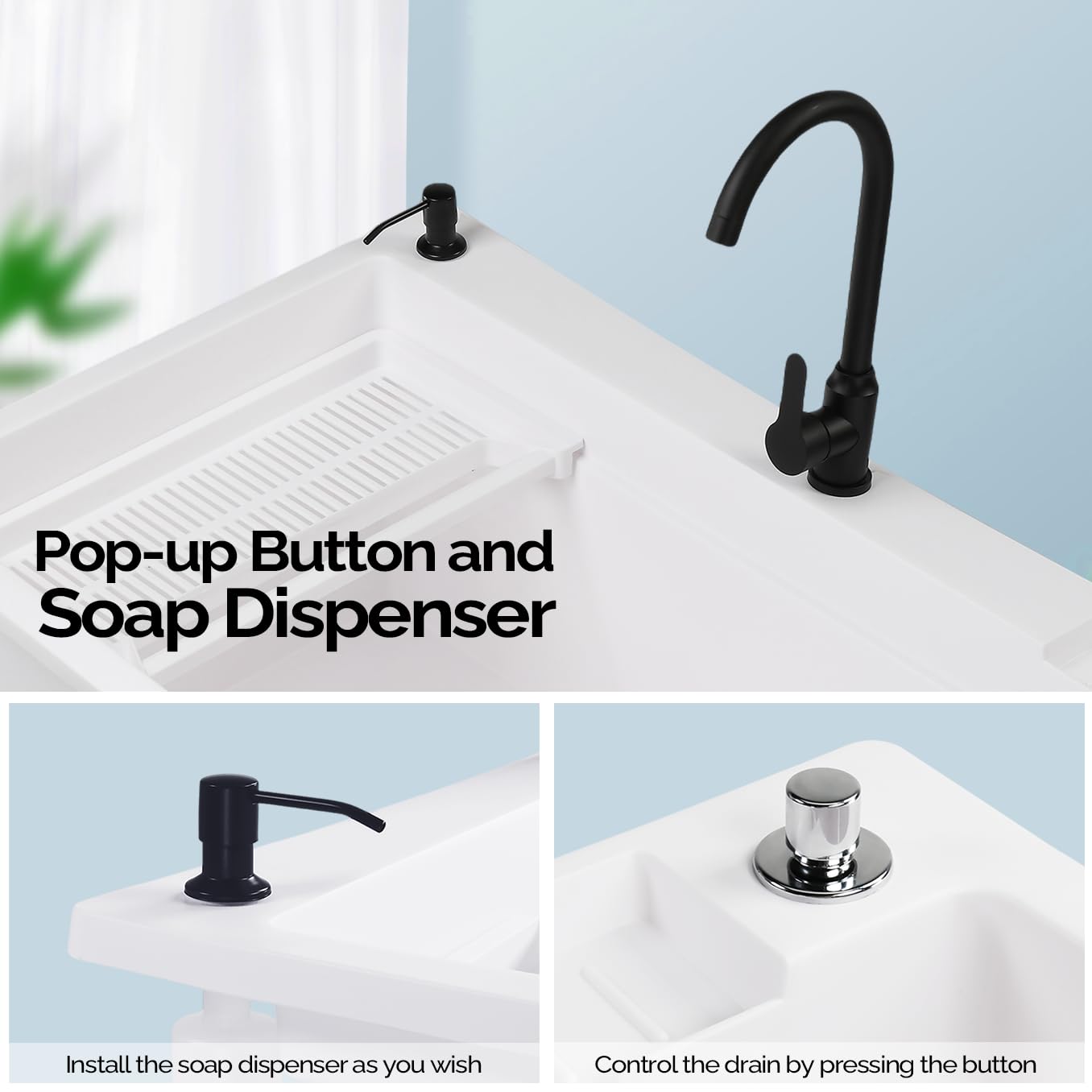 ROVSUN 40" X 24" Heavy Duty Plastic Laundry Tub with Storage Shelf White