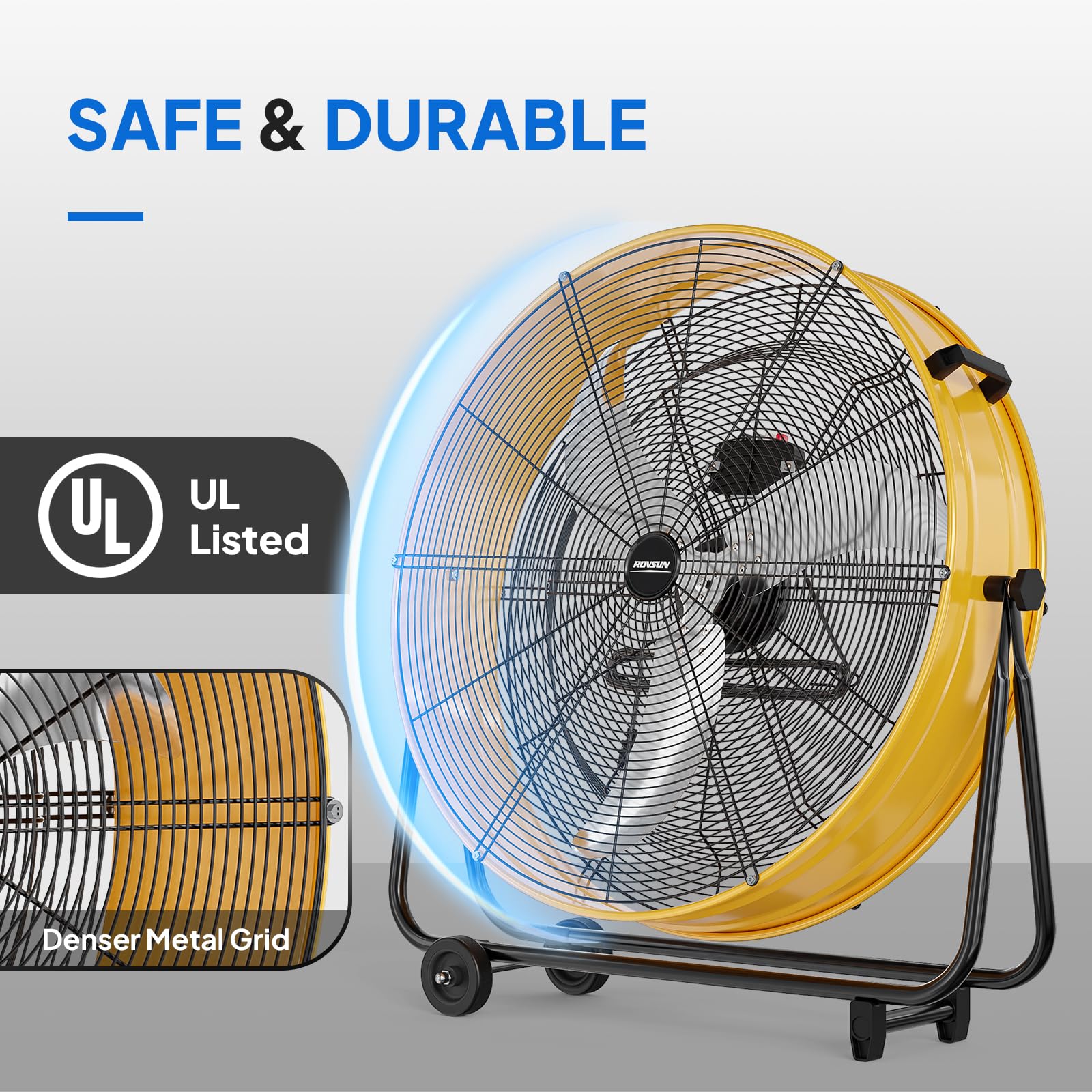 ROVSUN 30" 230W 110V Yellow Drum Fan