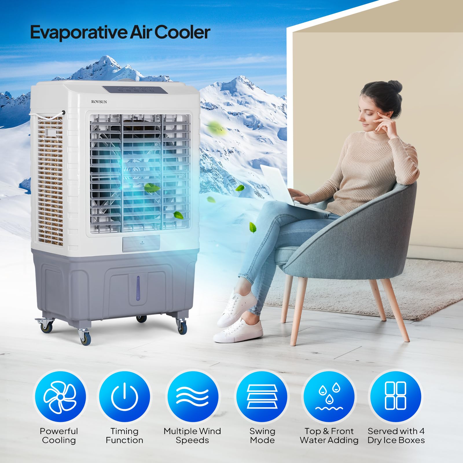 ROVSUN 13.2 Gal Portable Evaporative Air Cooler with Remote Control