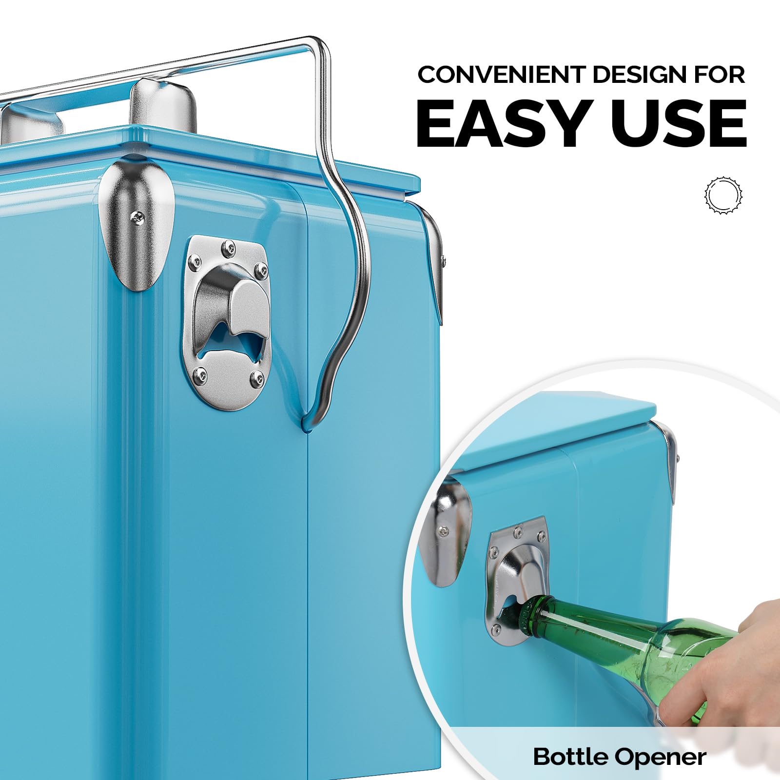 14 Quart Portable Outdoor Camping Small Cooler Ice Chest Blue