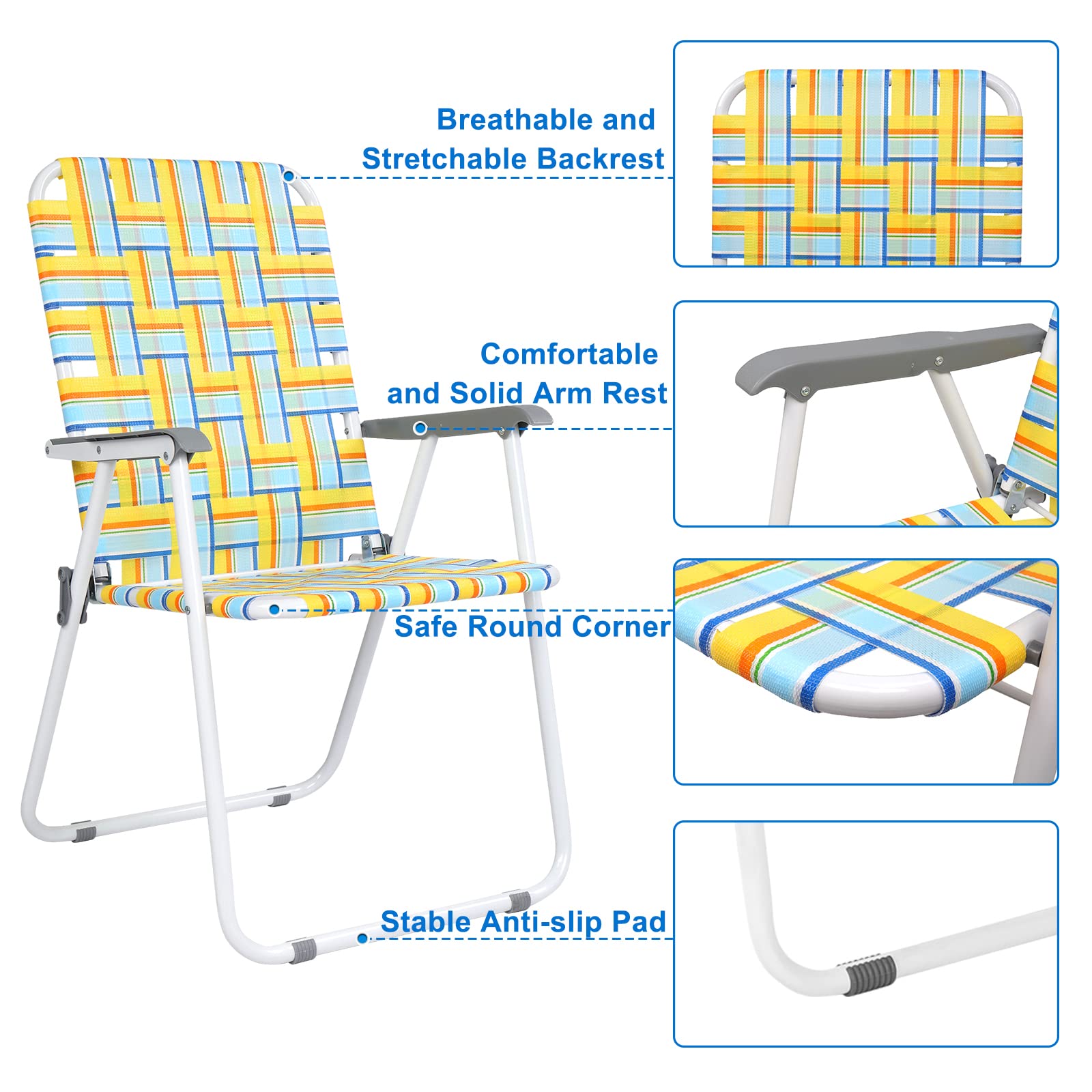 Portable Outdoor Folding Camping Beach Chair Set Yellow