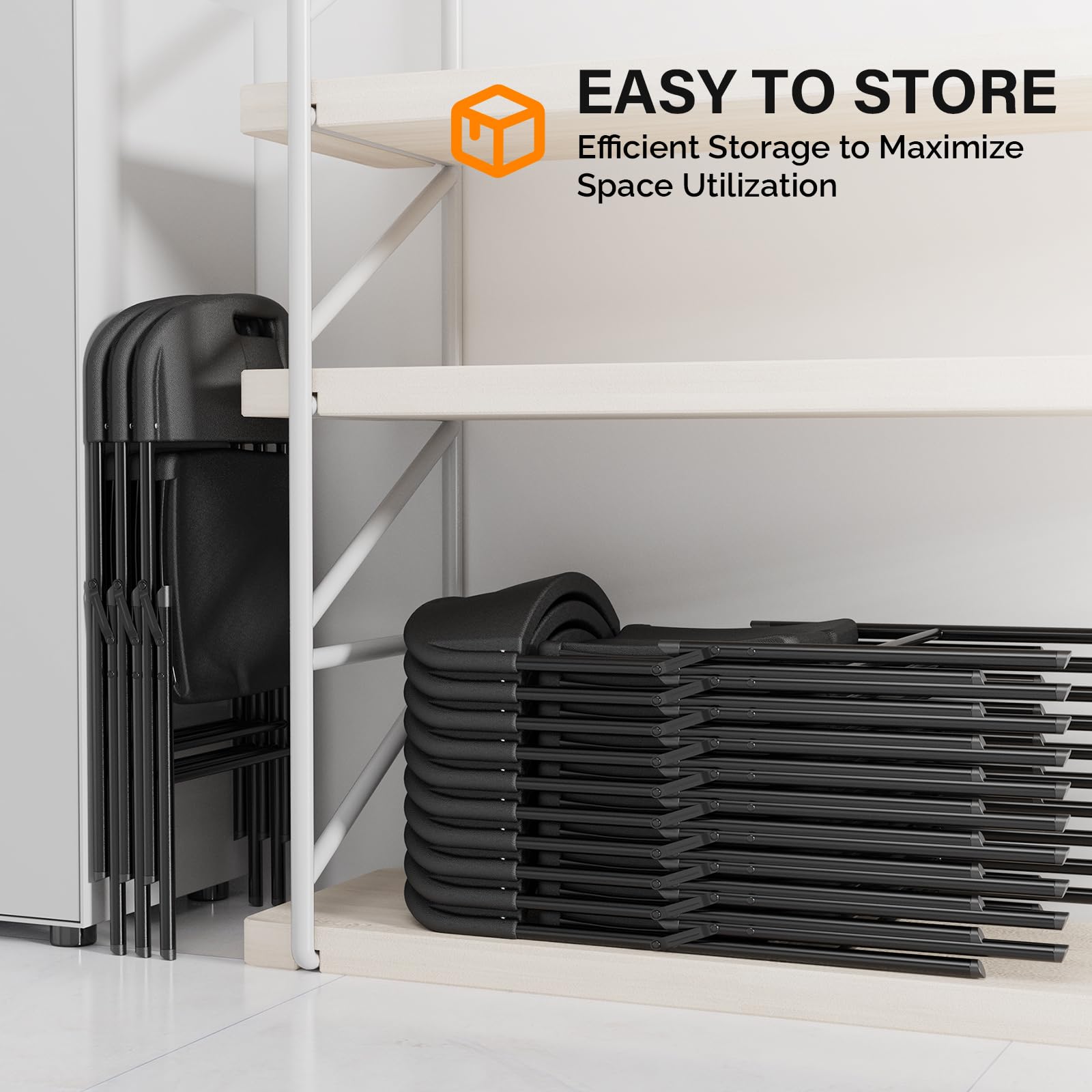 Portable HDPE Plastic Folding Chair with Steel Frame Black