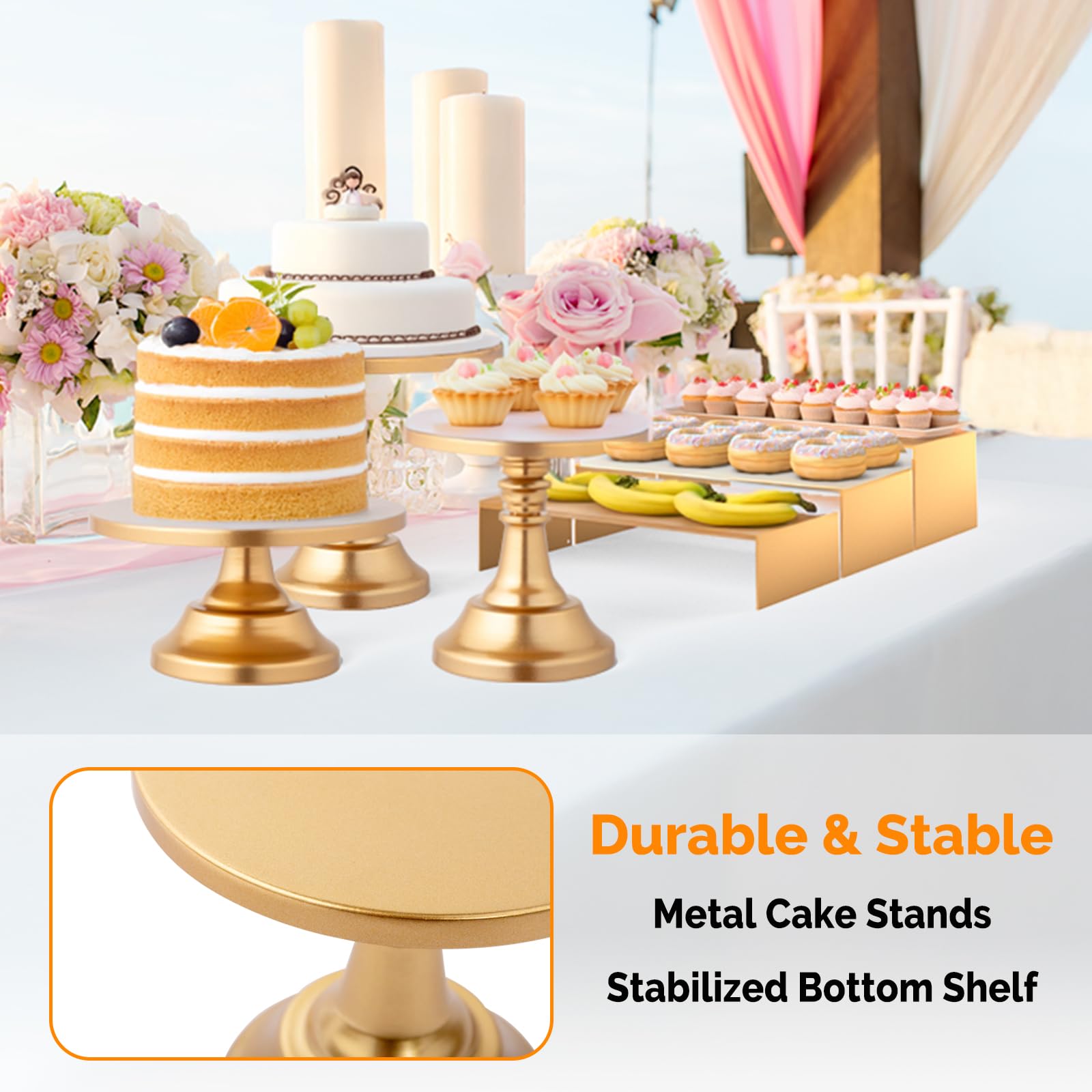 ROVSUN 8 PCS Gold Cake Stand Set