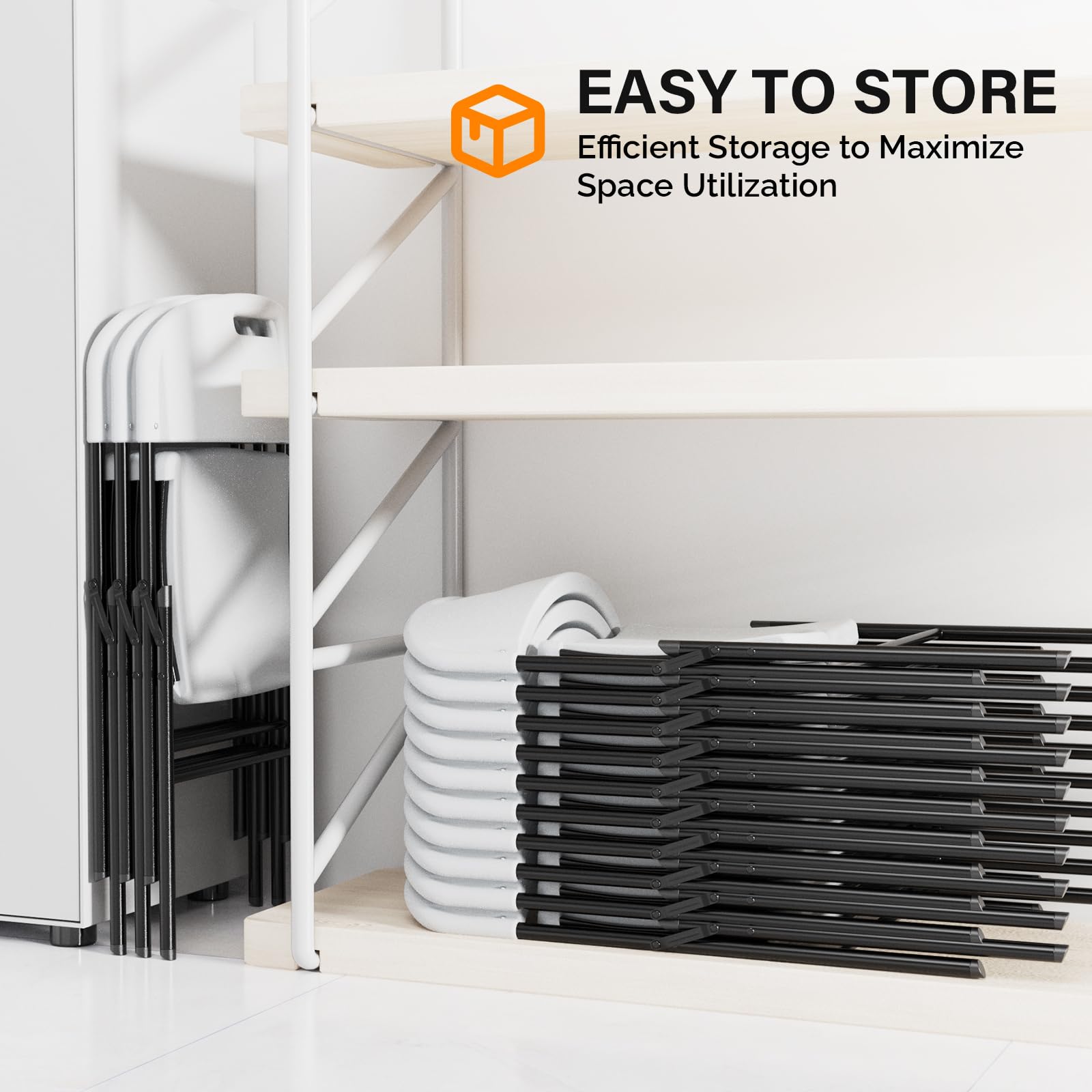 Portable HDPE Plastic Folding Chair with Steel Frame White