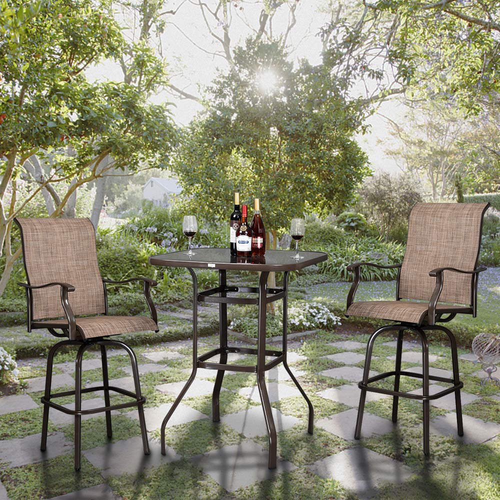 40" Outdoor Patio Bar Height Table Brown