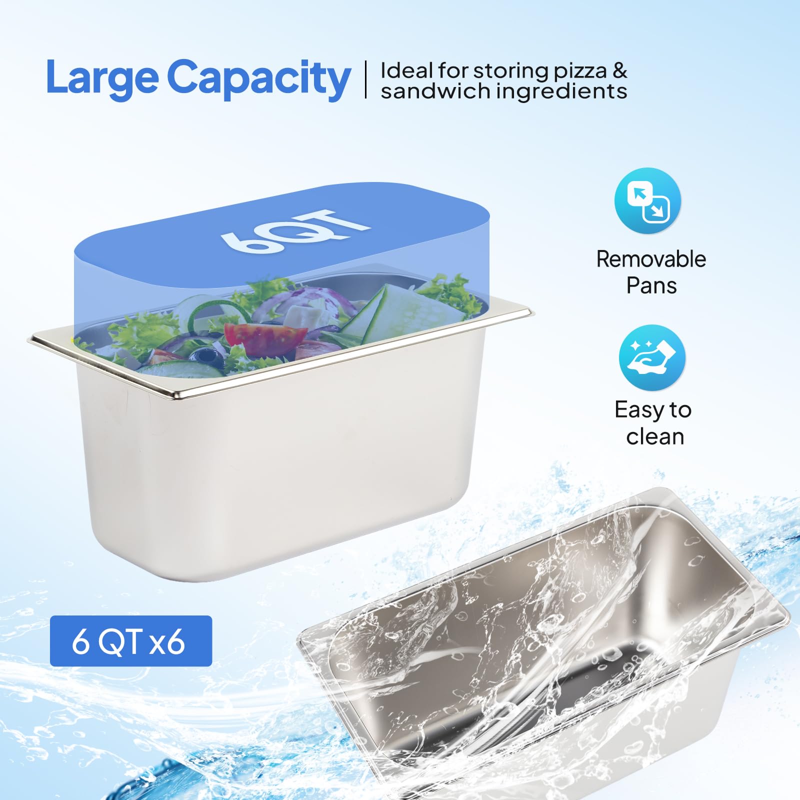 ROVSUN 59" 150W 110V Refrigerated Prep Rail Countertop