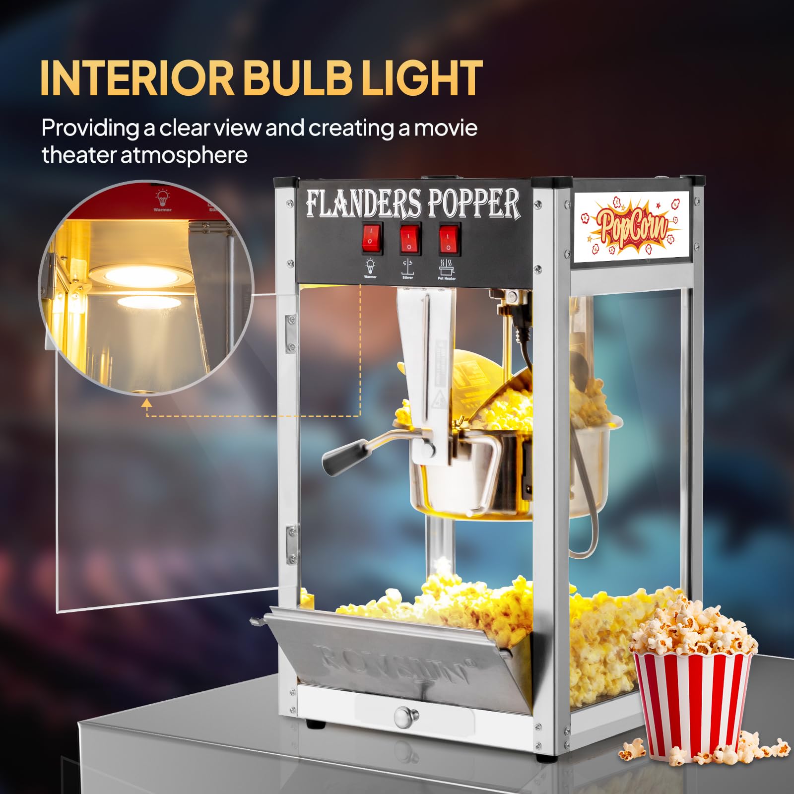 ROVSUN 8 oz Black Popcorn Machine Countertop