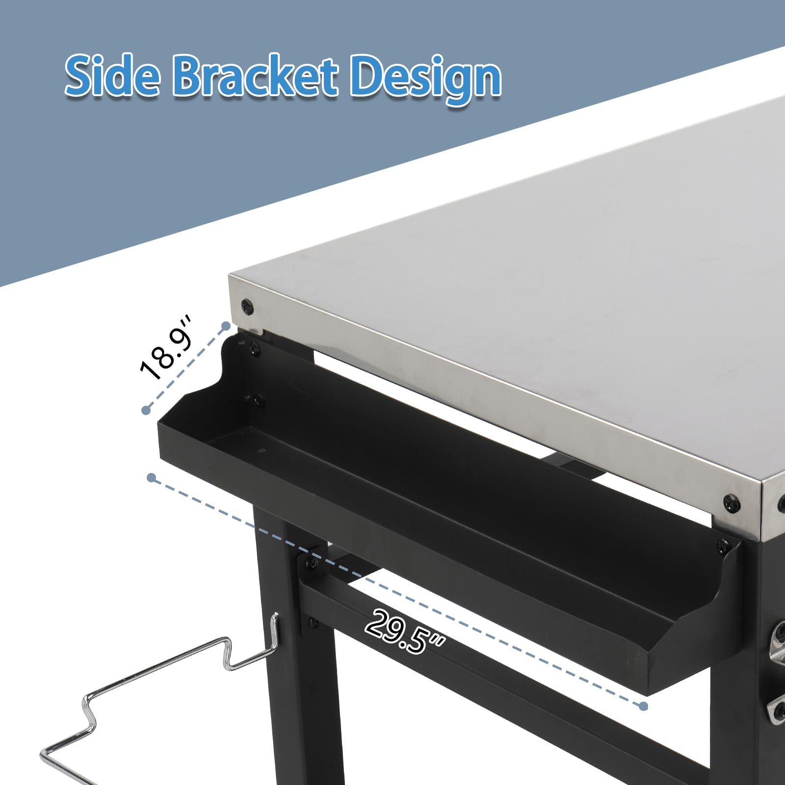 ROVSUN 44" Outdoor Grill Cart with Mesh Racks Silver