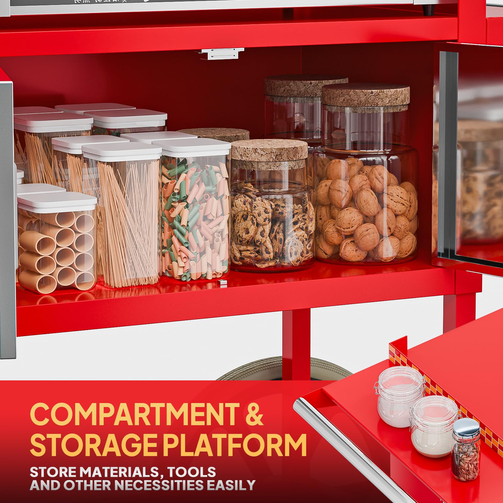 ROVSUN Hot Dog Cart with Storage Bin & Shelves