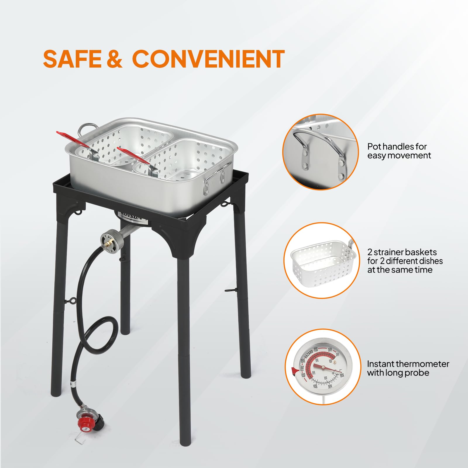 ROVSUN 18 QT Aluminum Outdoor Propane Deep Fryer Pot Set