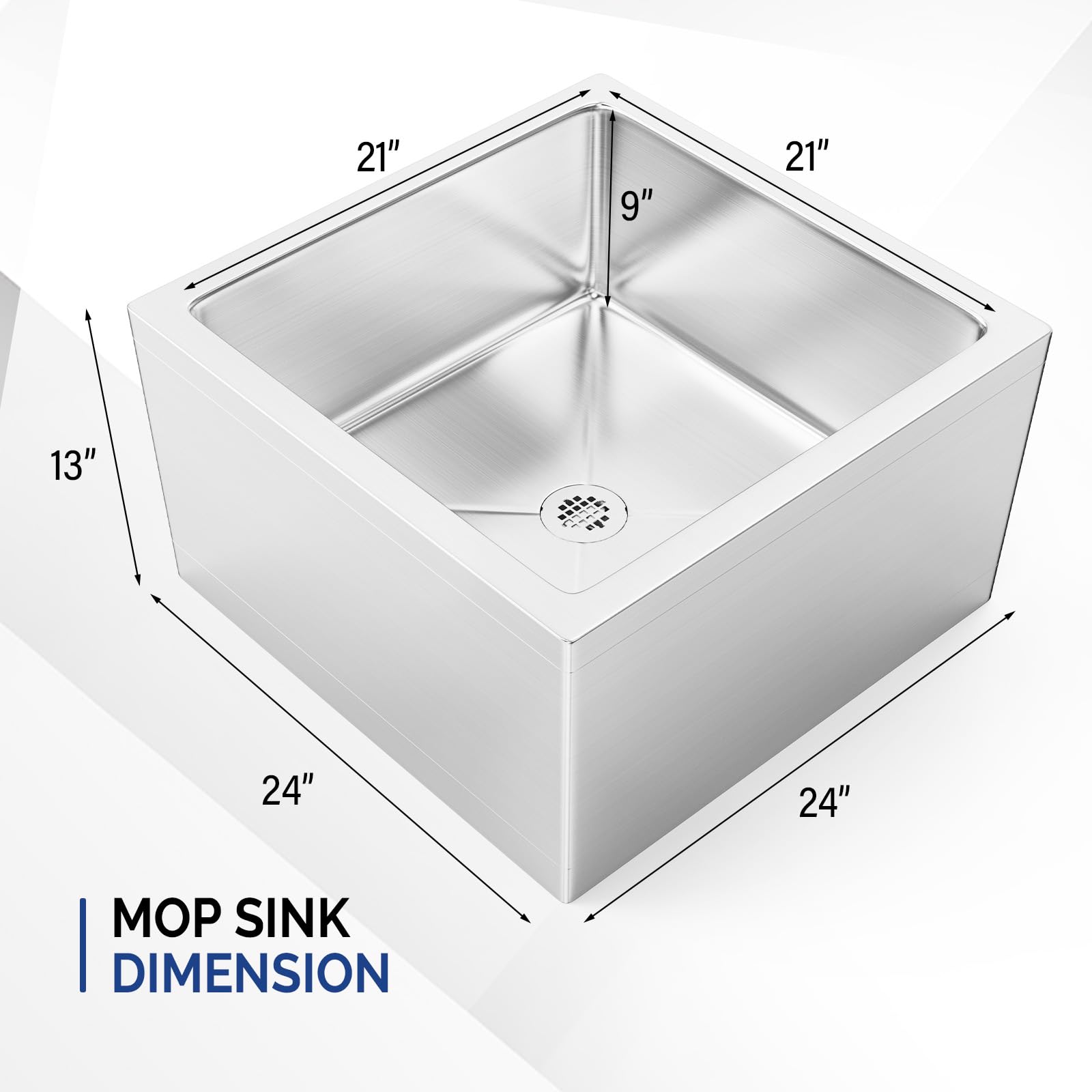 ROVSUN 24" x 24" Stainless Steel Floor Mount Mop Sink