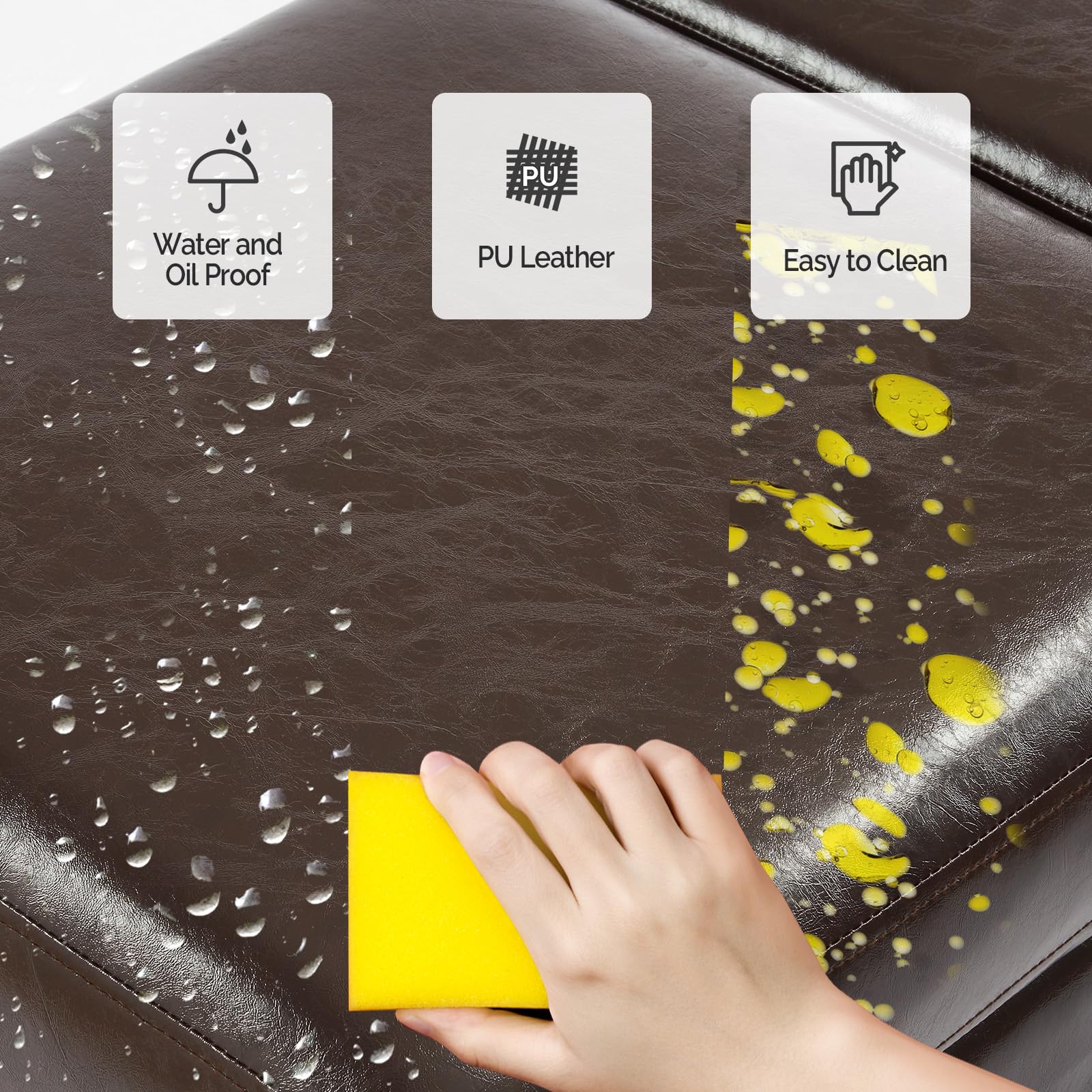 59.5" Waiting Chair Bench Seating Faux Leather Brown