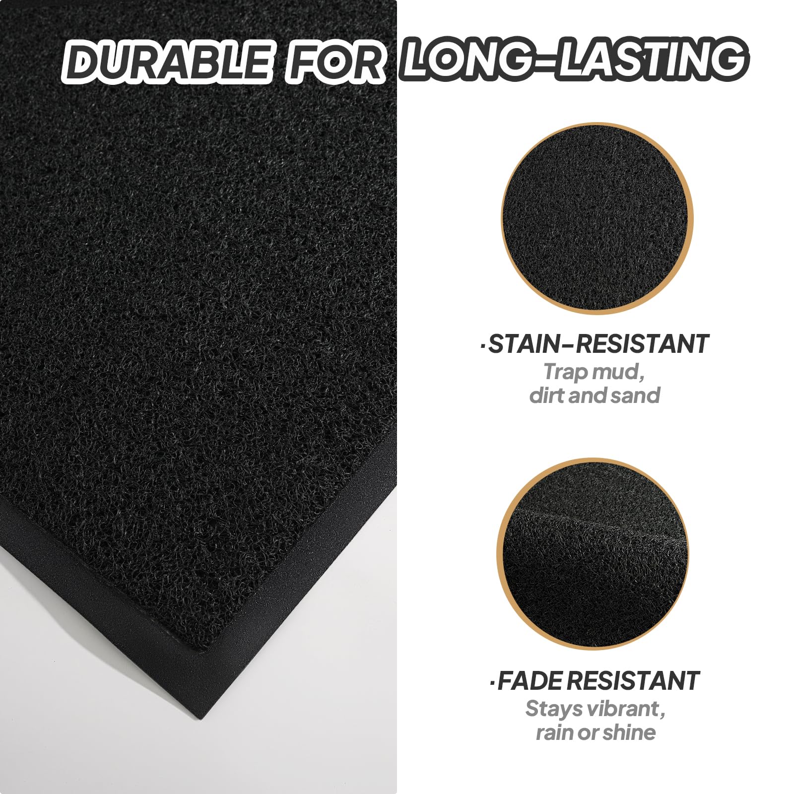 ROVSUN 71" × 35" Front Door Mat Non-Slip Black