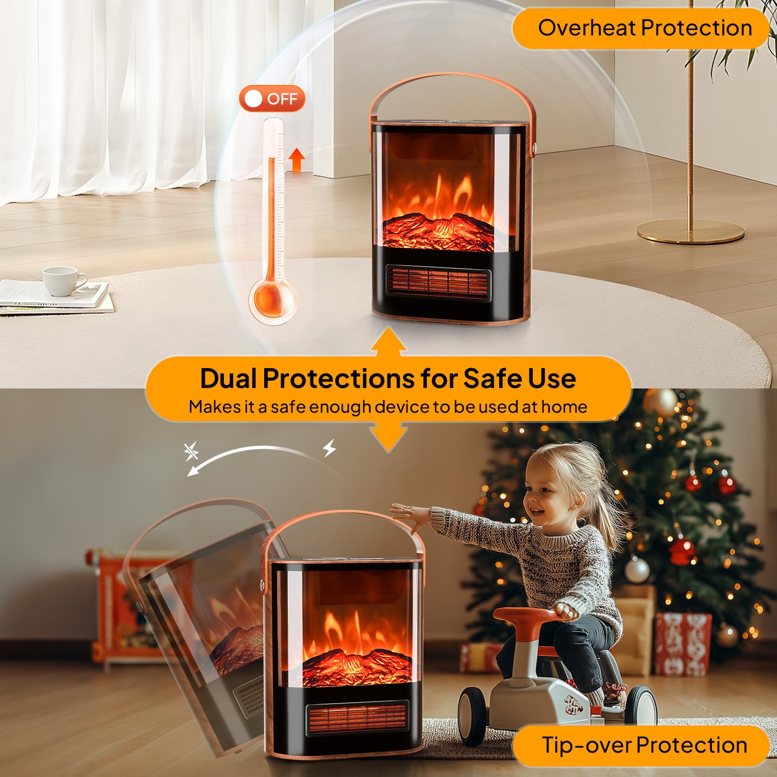 ROVSUN 1,500W 120V Electric Fireplace Heater with Remote & Timer
