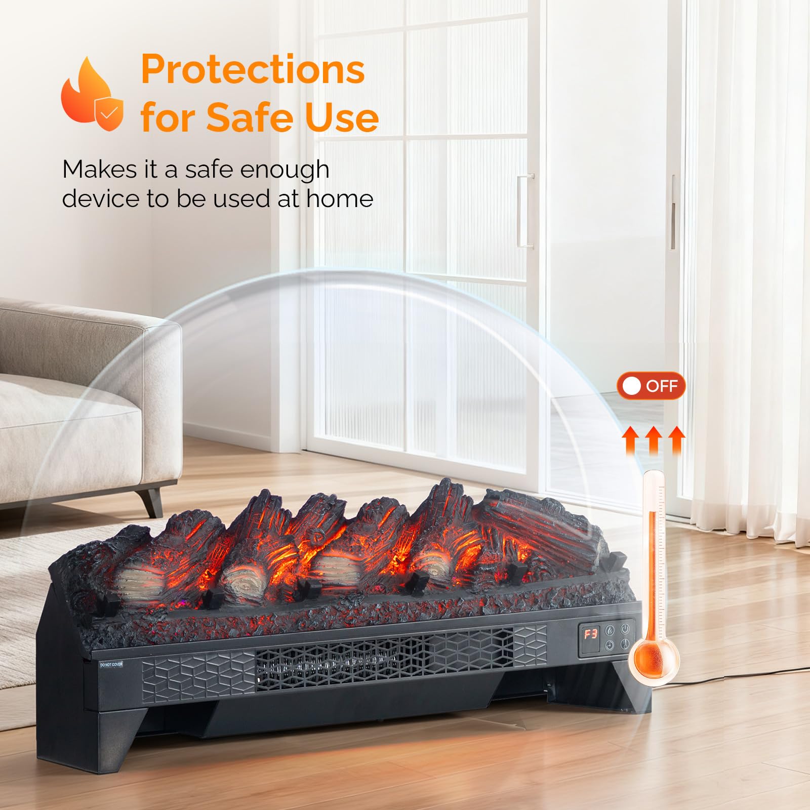 ROVSUN 26" Wide 1400W 120V Electric Fireplace Insert Log with Remote & WiFi Control