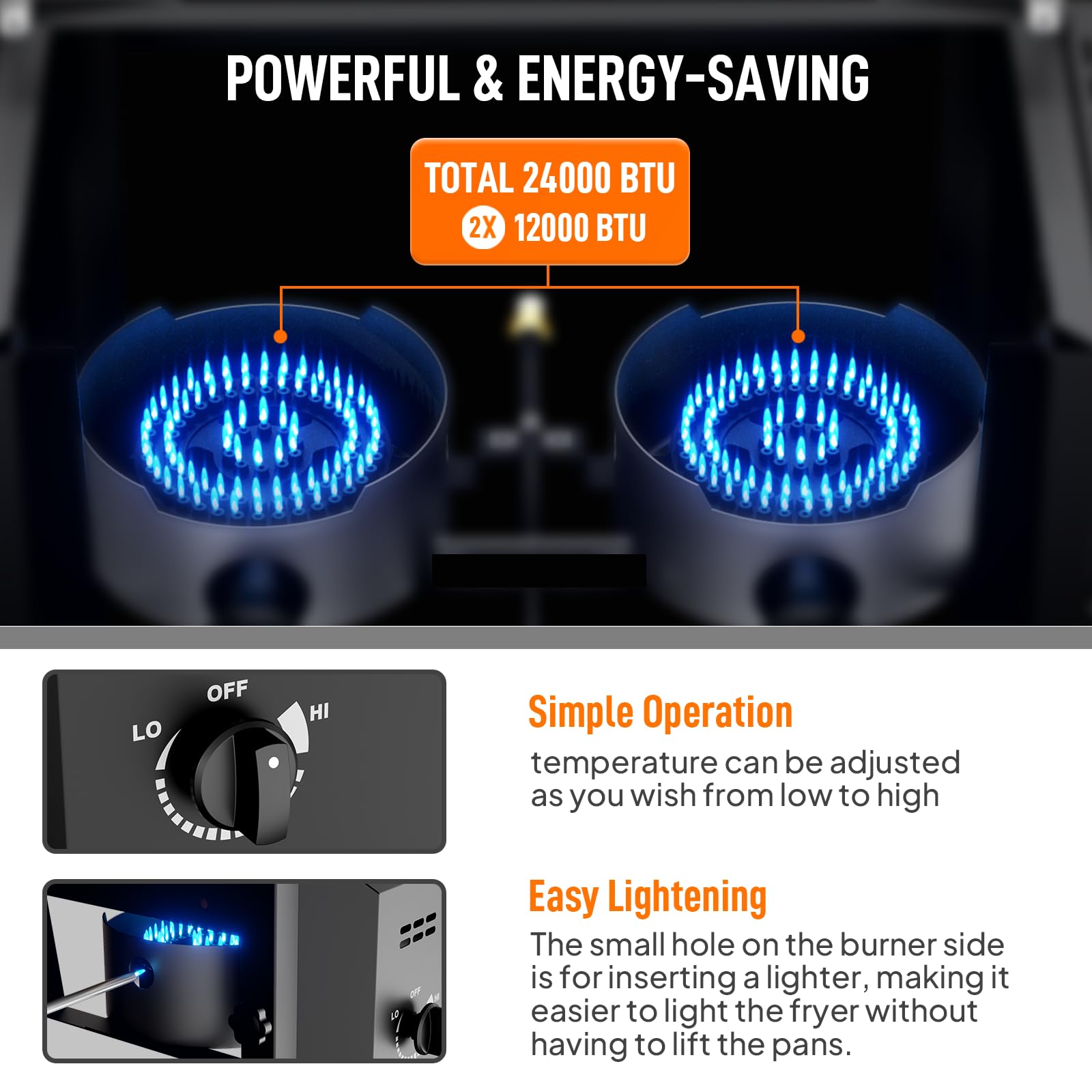 ROVSUN Outdoor Deep Fryer with Dual 8QT Stainless Steel Tank & Basket