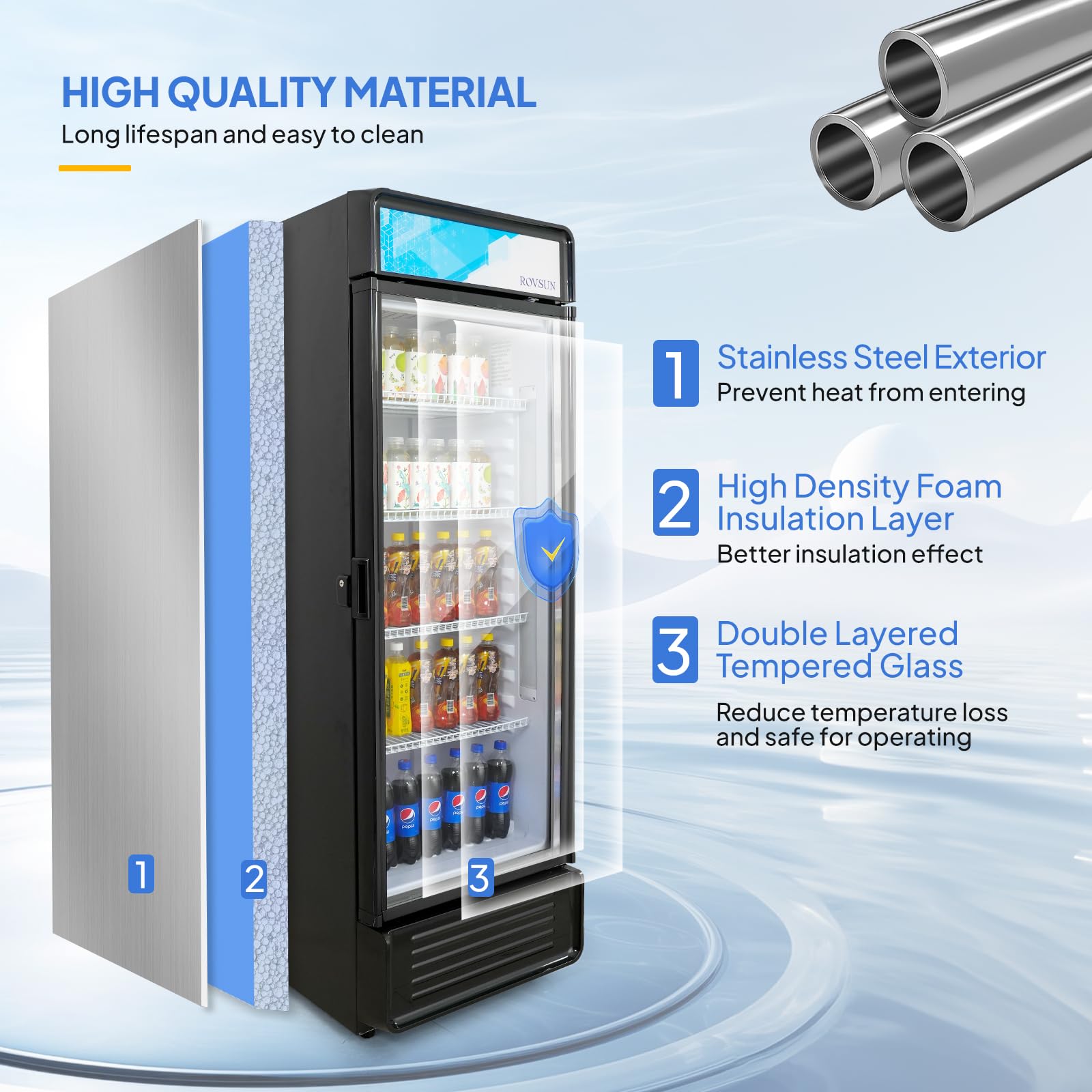 ROVSUN 25" 12.2 Cu.Ft. 280W 115V Black Beverage Refrigerator