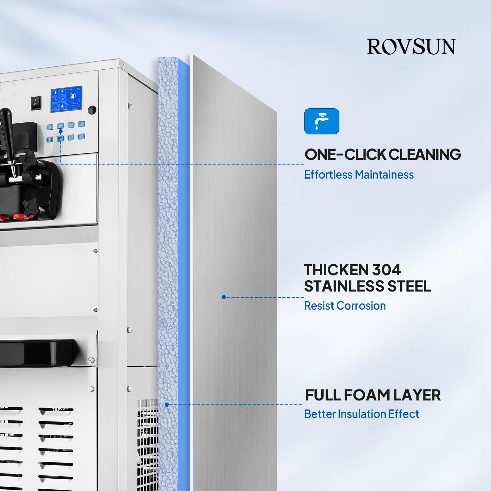 ROVSUN 6.6 Gallon 2600W 220V Ice Cream Machine with Wheels