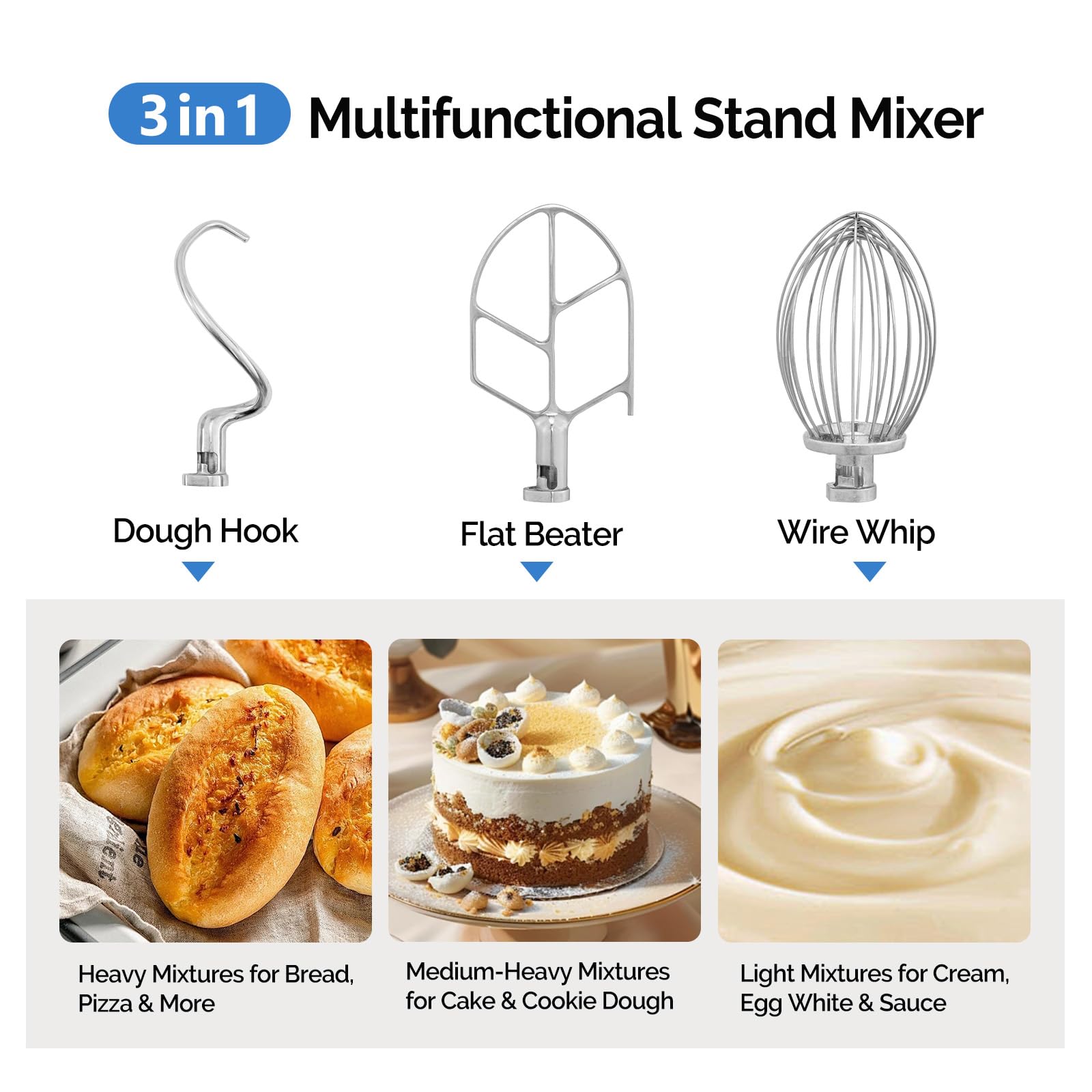 ROVSUN 15 QT 550W 110V Commercial Dough Mixer with 3 Speed Blue