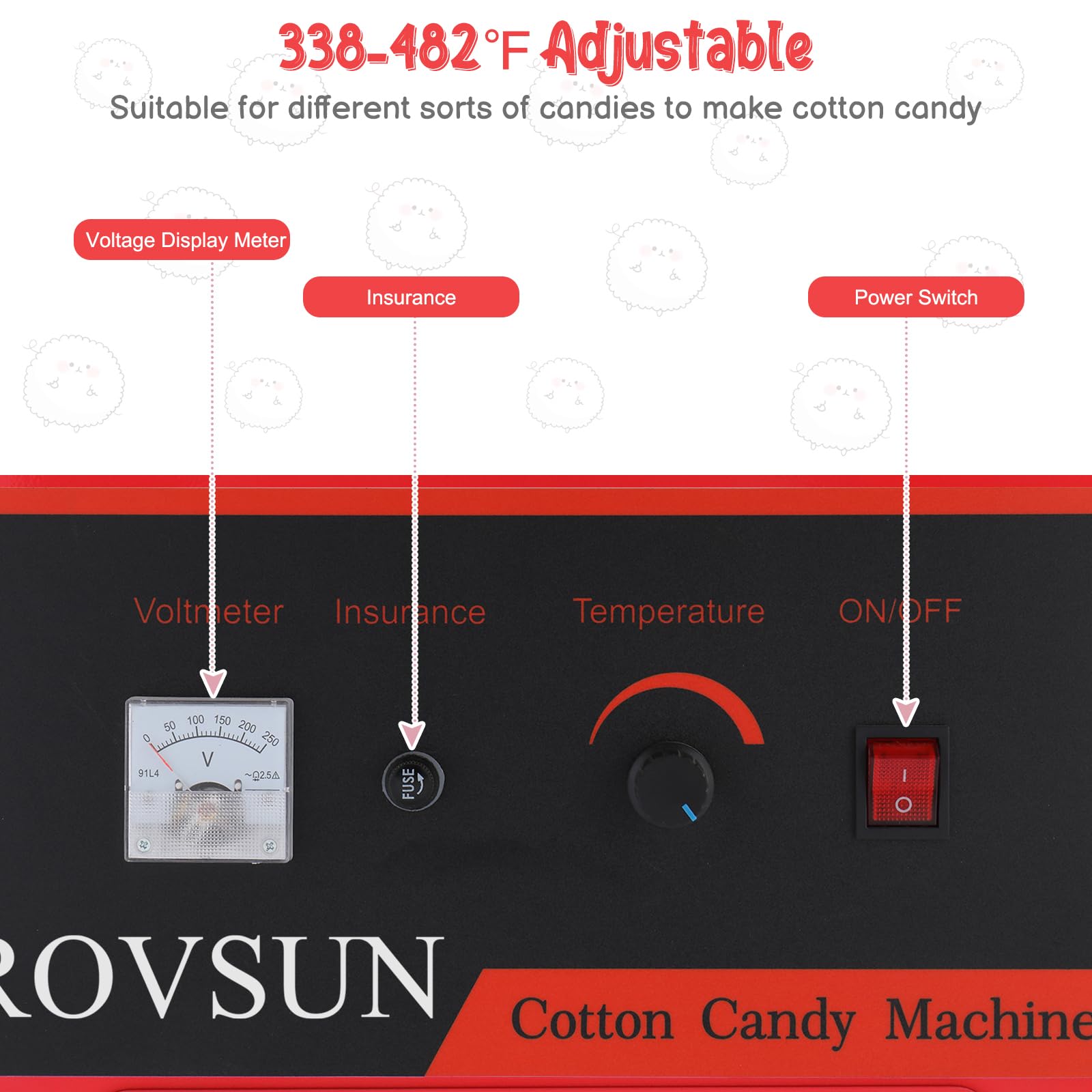 ROVSUN 21" 980W 110V Cotton Candy Machine with Bowl Red