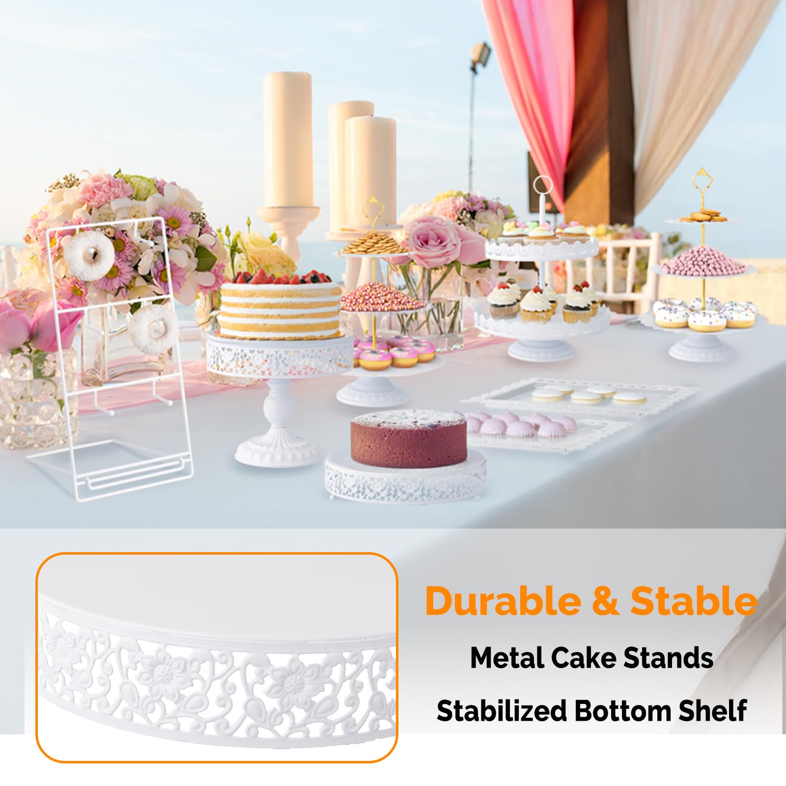 ROVSUN 12 PCS White Dessert Table Display Set