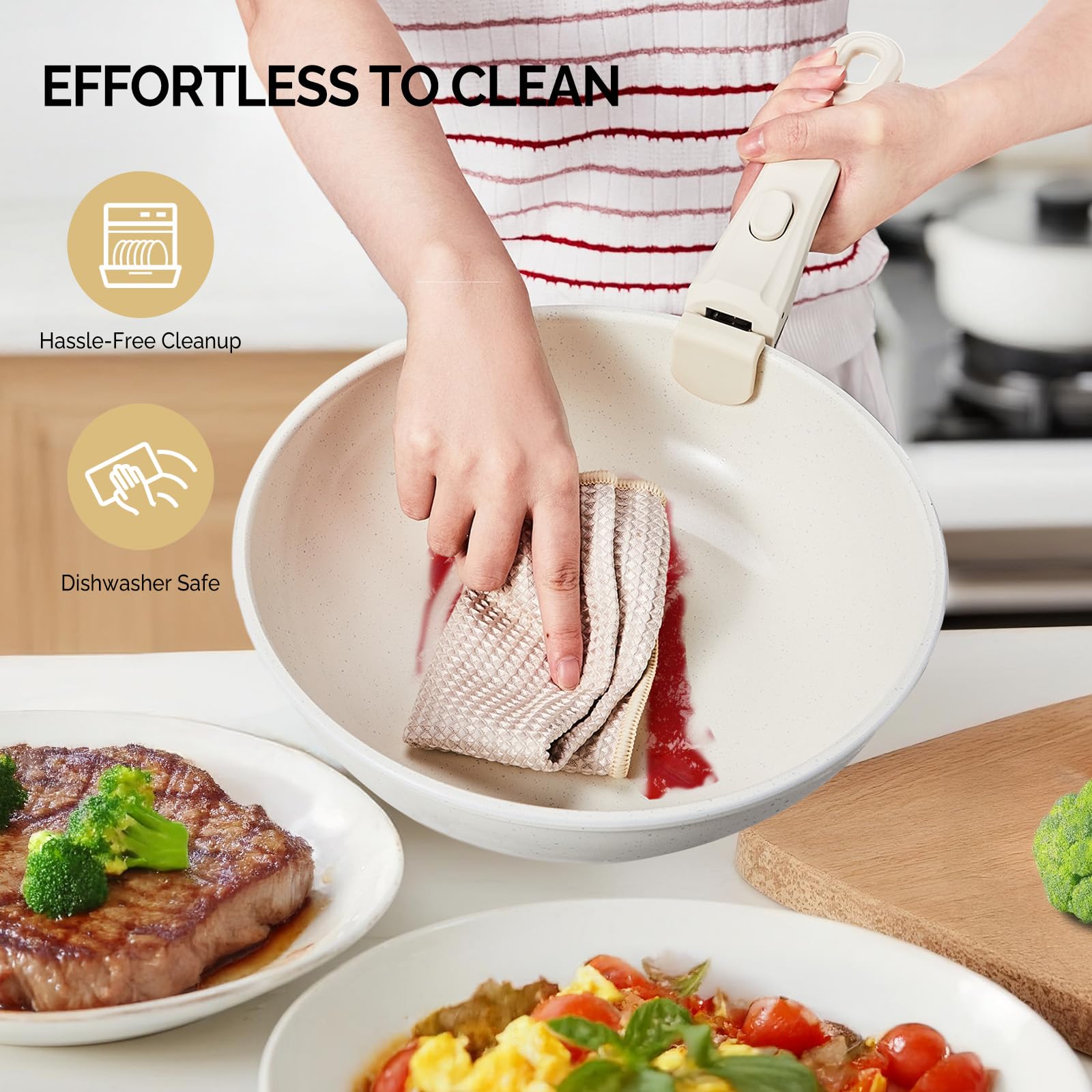 ROVSUN 19 Pcs Nonstick Pots and Pans Set with Detachable Handles