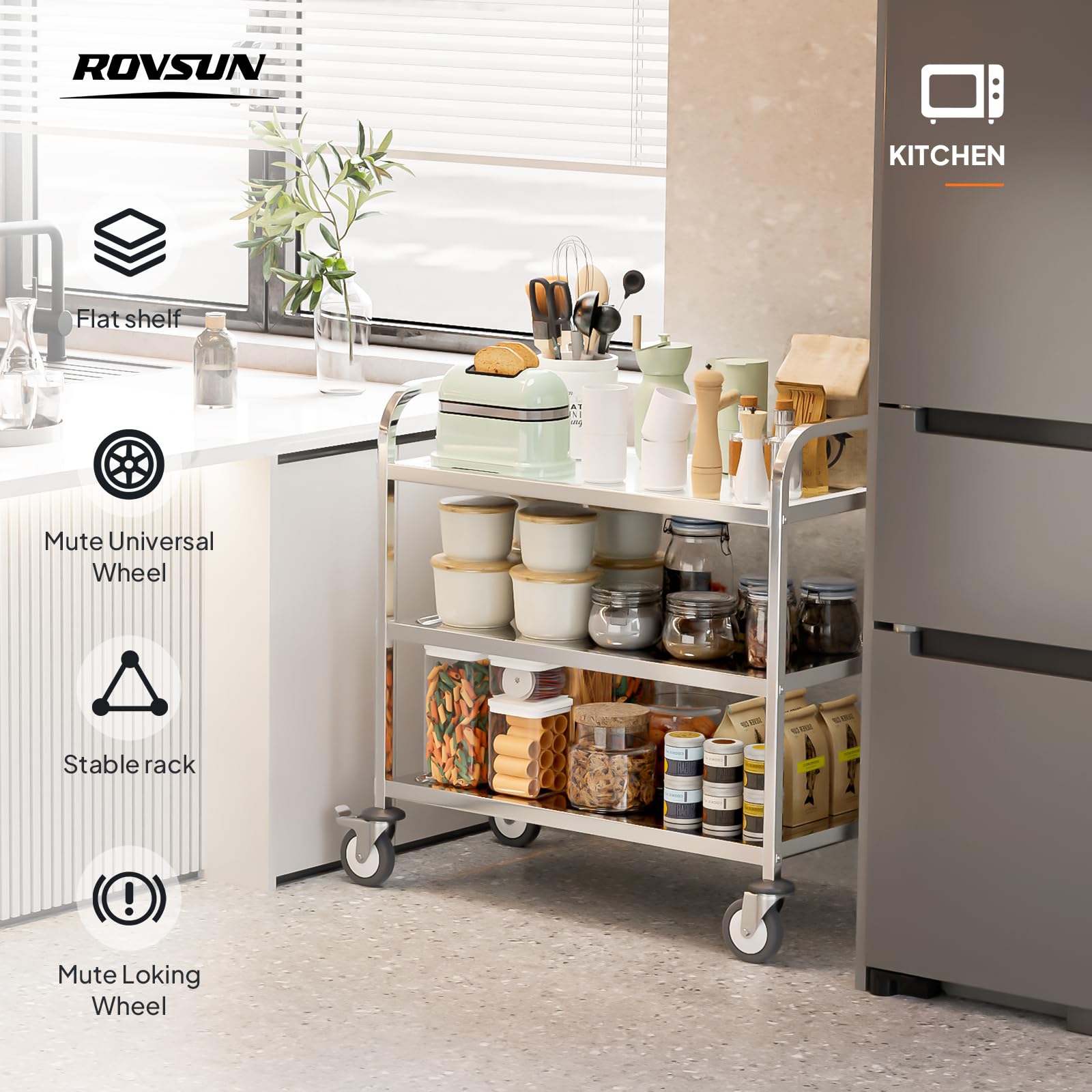 3-Tier 33" x 17" 330 lb. Capacity Stainless Steel Utility Cart