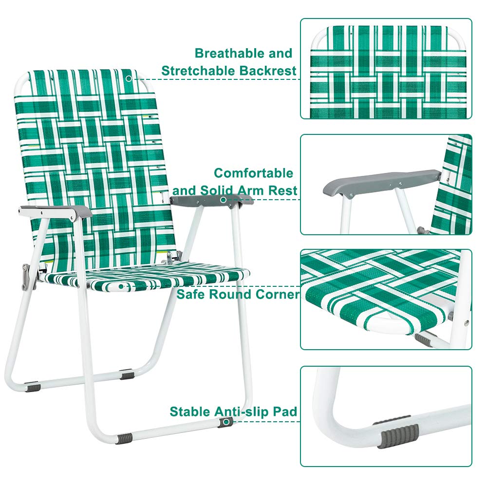 Portable Outdoor Folding Camping Beach Chair Set Green