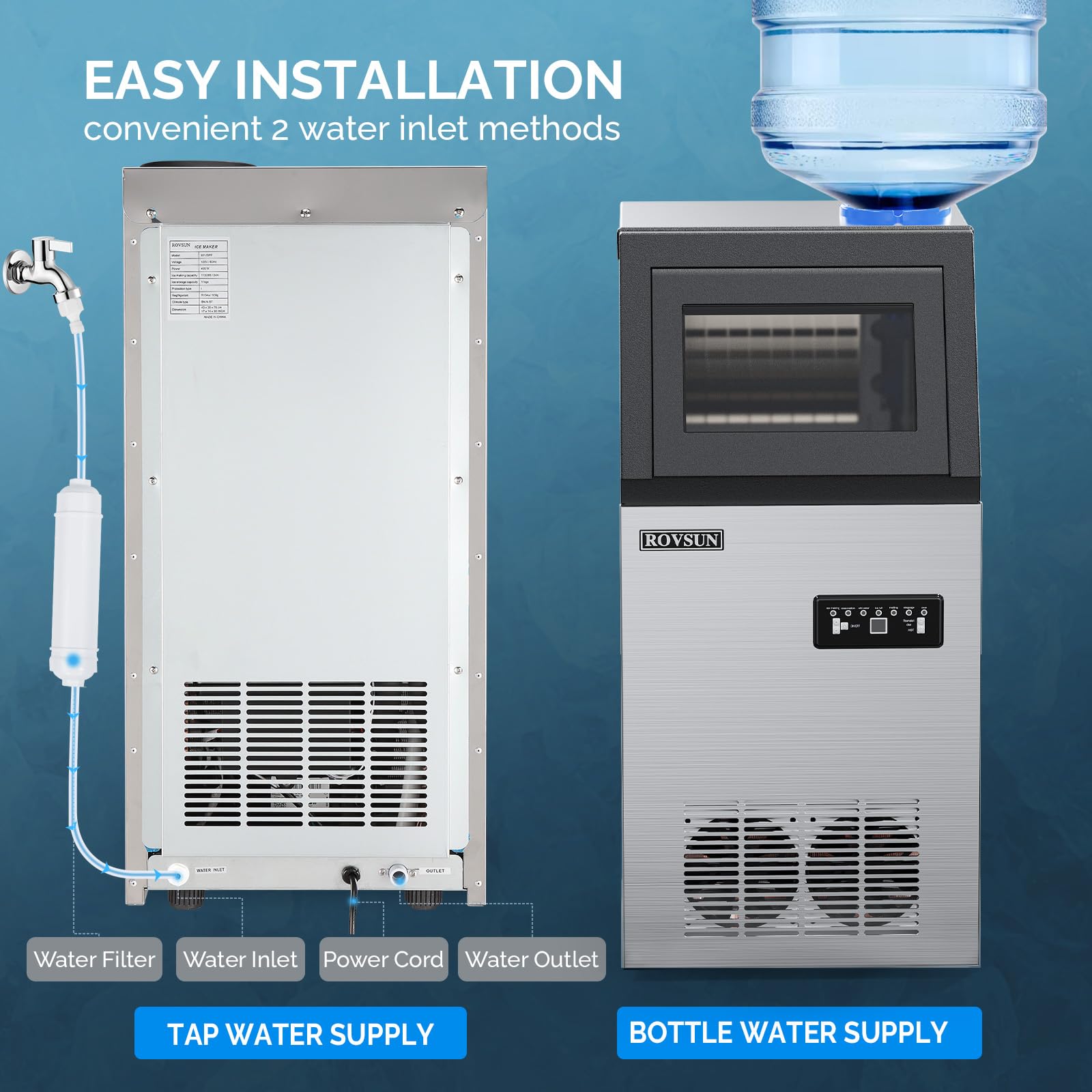 ROVSUN 14" 110 lbs Air Cooled Ice Machine Countertop