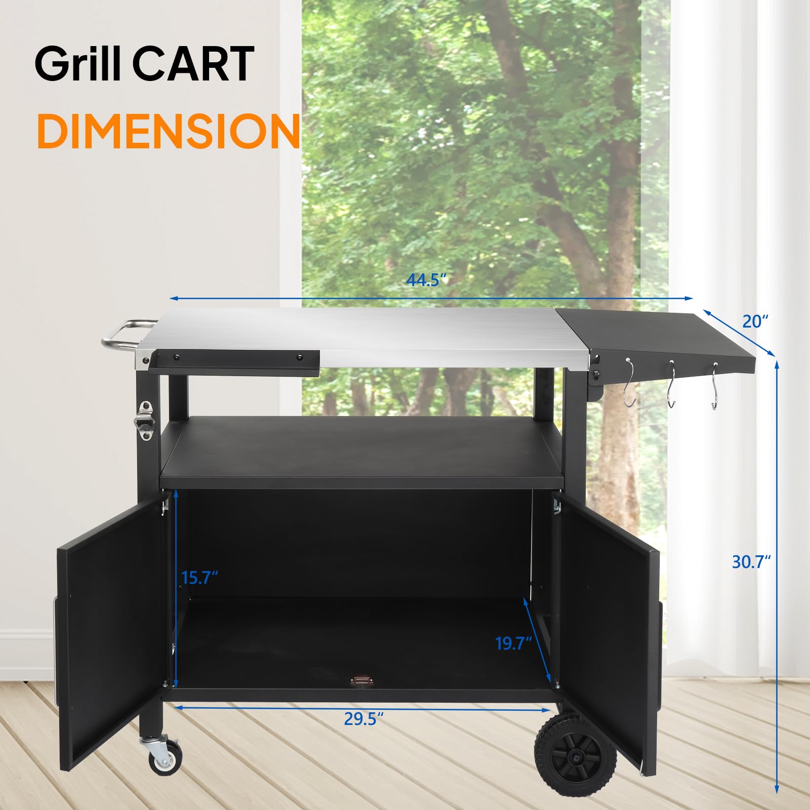 ROVSUN 44.5" Outdoor Grill Cart with Storage Cabinet
