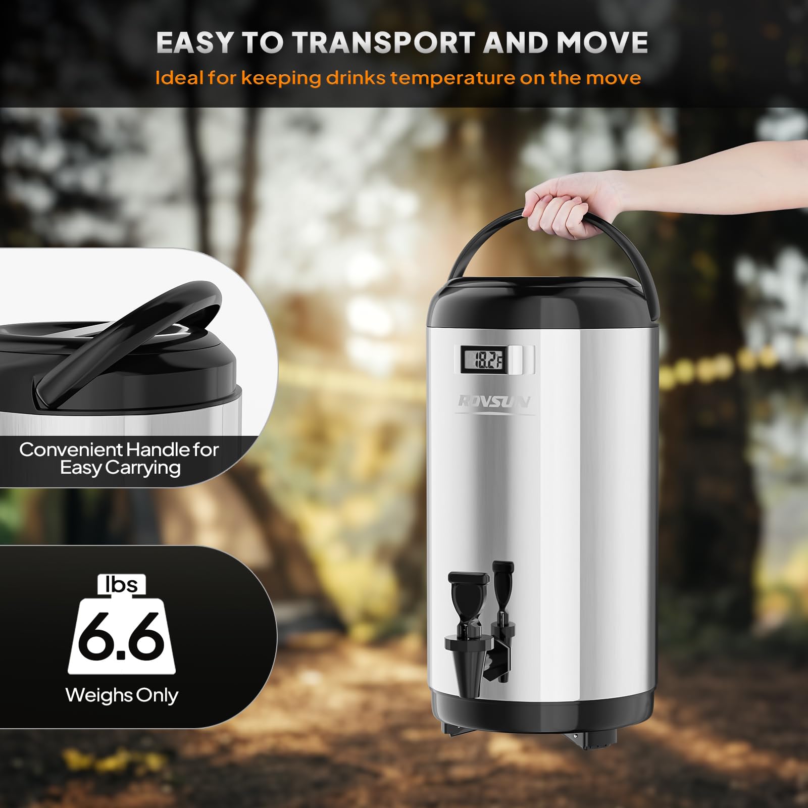 ROVSUN 3.2 Gallon Stainless Steel Insulated Beverage Dispenser Silver