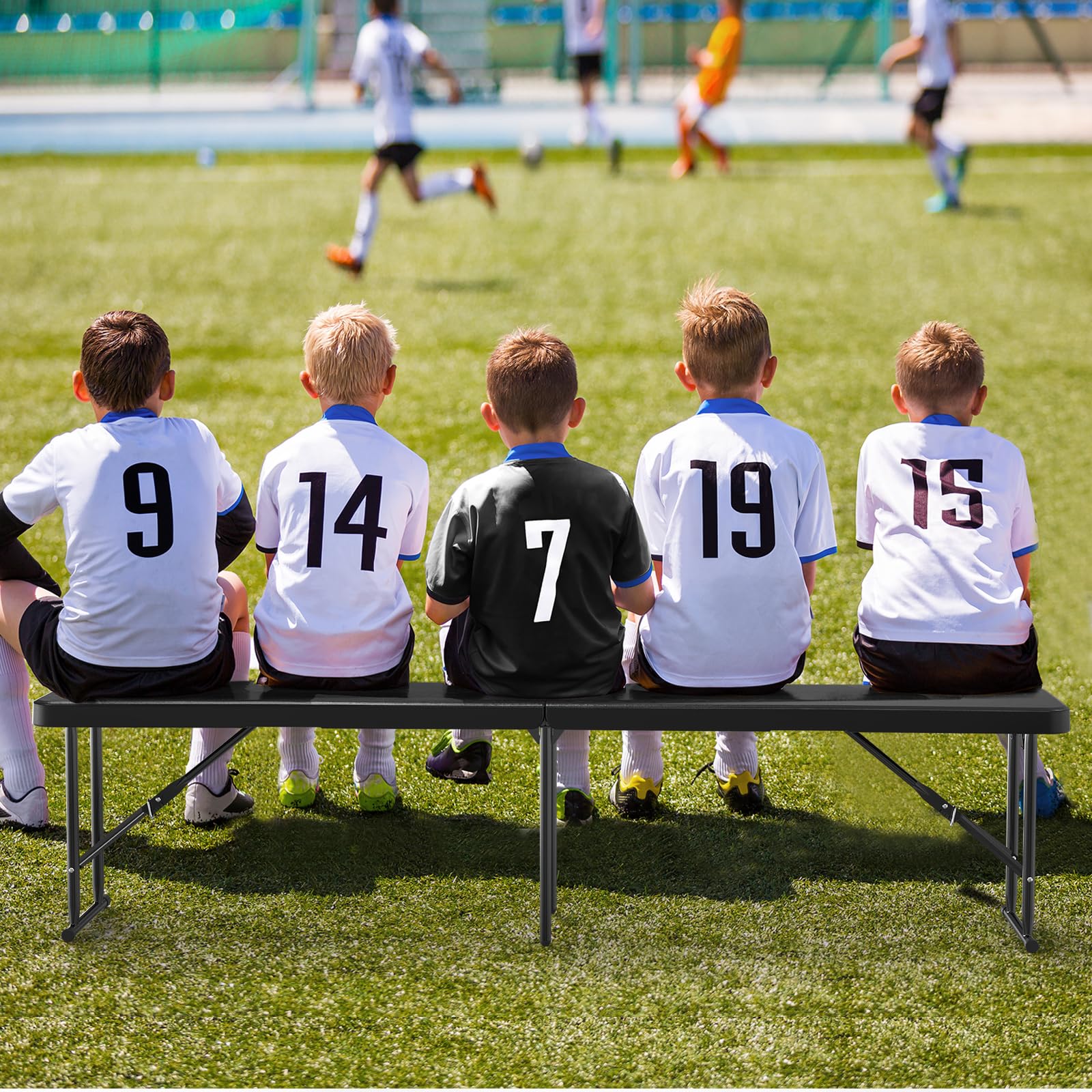 6 Feet Plastic Folding Bench Outdoor Picnic Party Seat Black