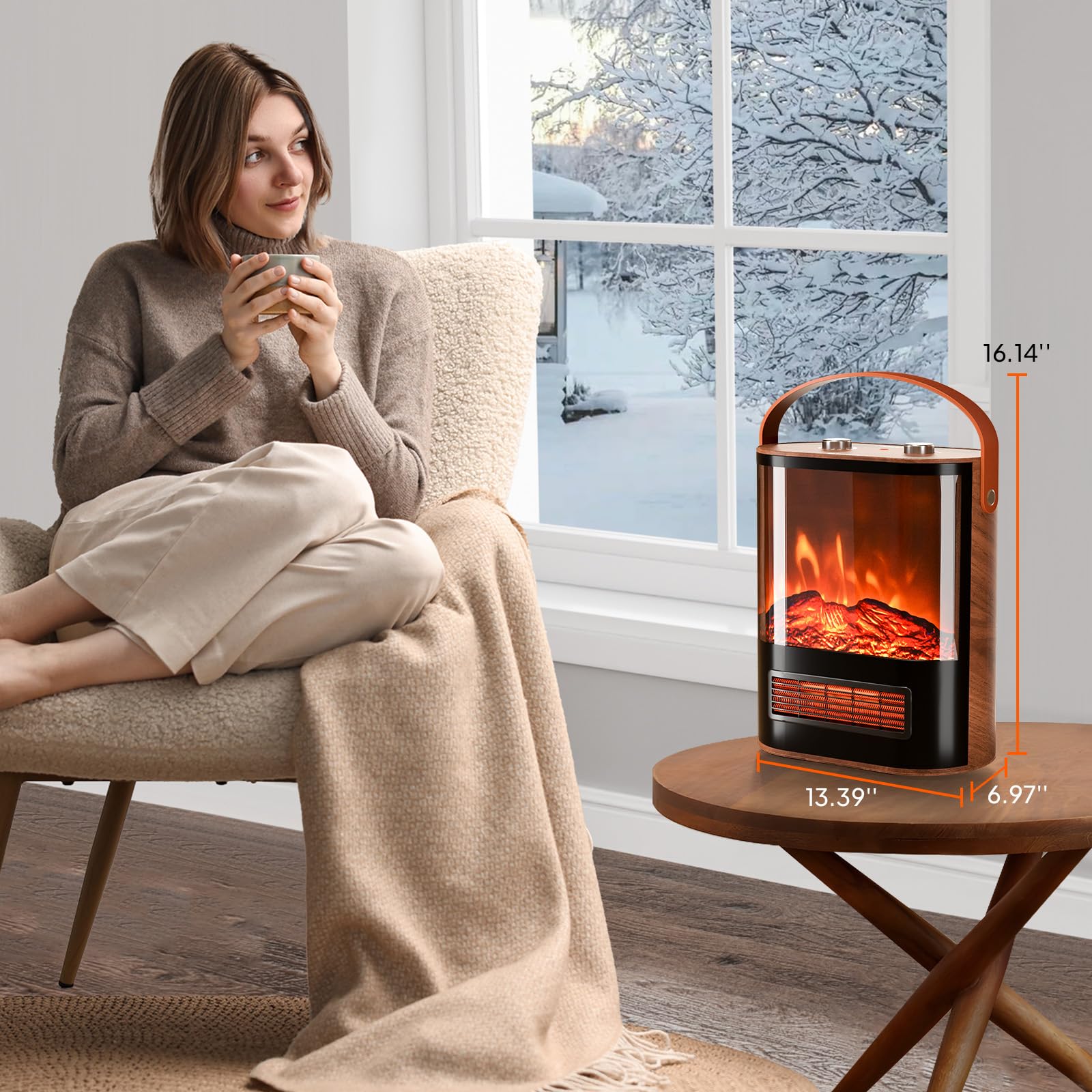 ROVSUN 1,500W 120V Electric Fireplace Heater