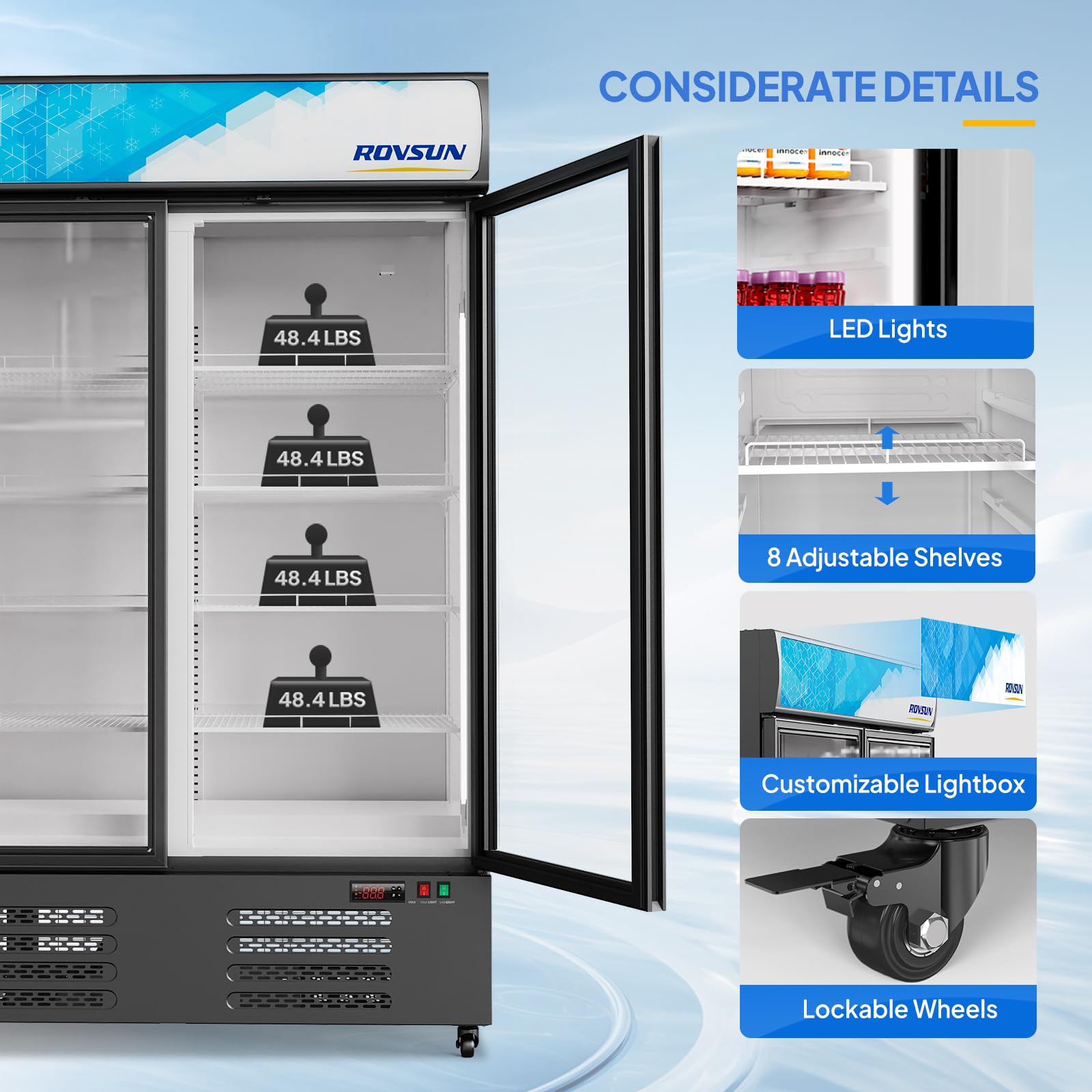 ROVSUN 50" 35 Cu.Ft. 370W 115V Black Beverage Refrigerator