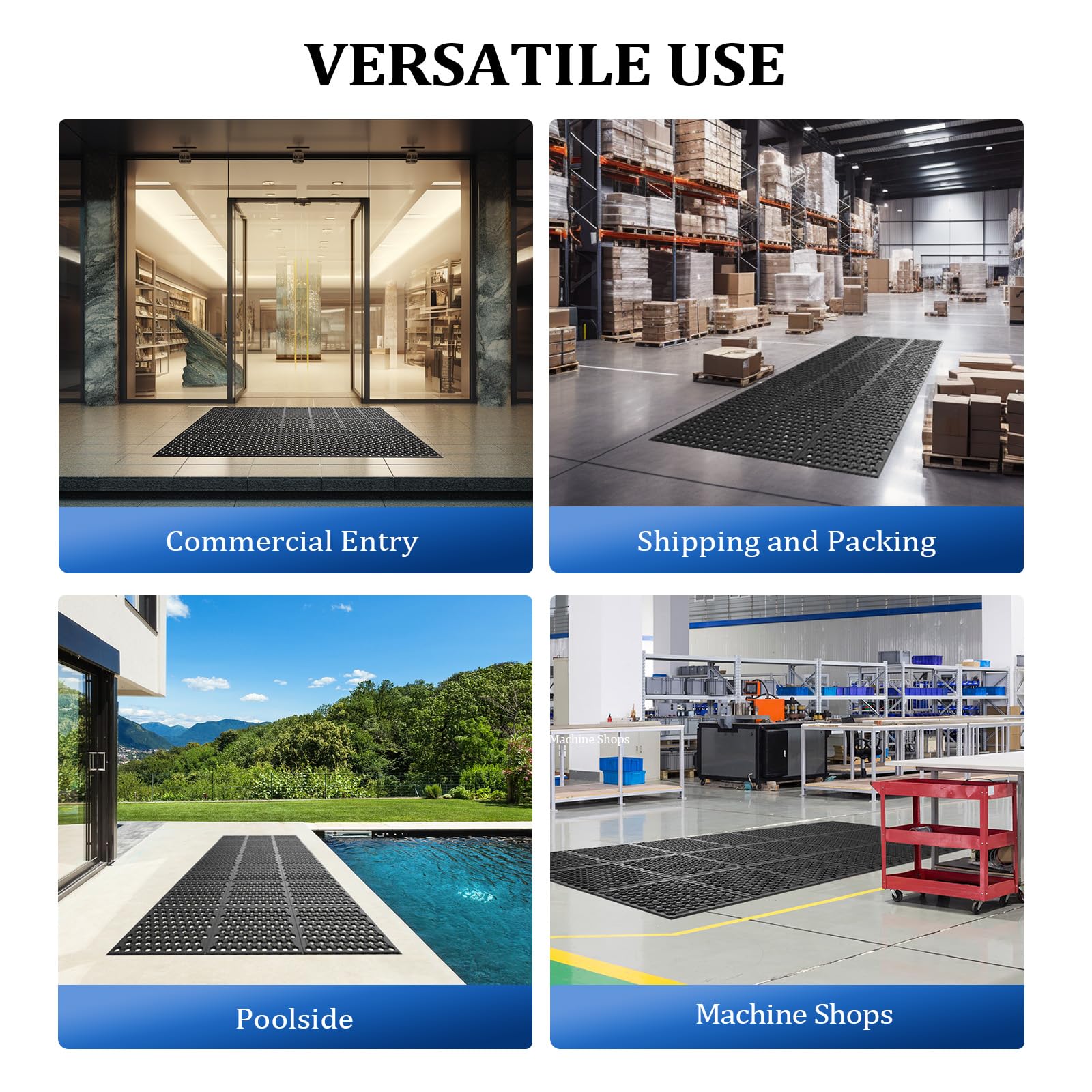 ROVSUN 36'' x 83''(3 x 7 FT) Rubber Floor Mat Anti-Fatigue Non-Slip with Holes