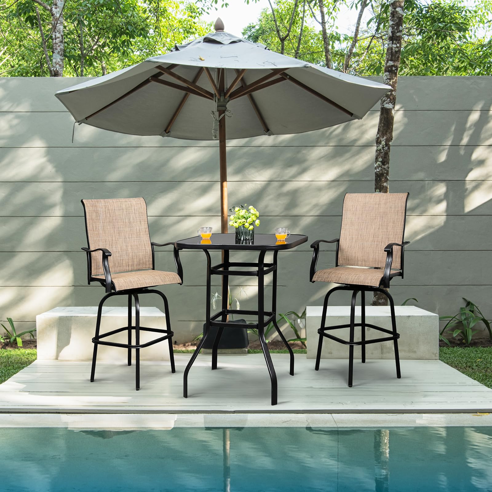 40" Outdoor Patio Bar Height Table Black