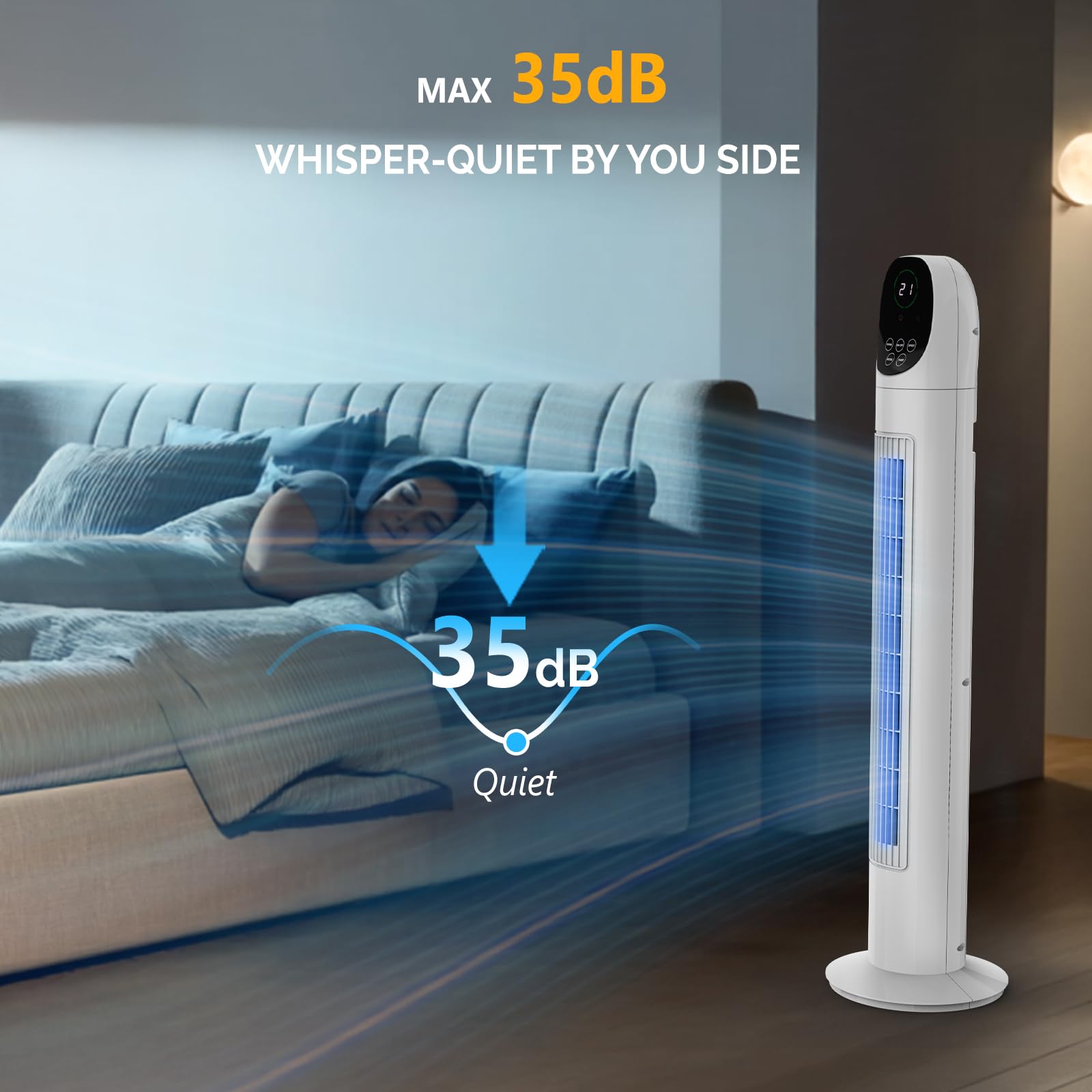 ROVSUN 34" 50W 110V Tower Fan with 3 Speeds