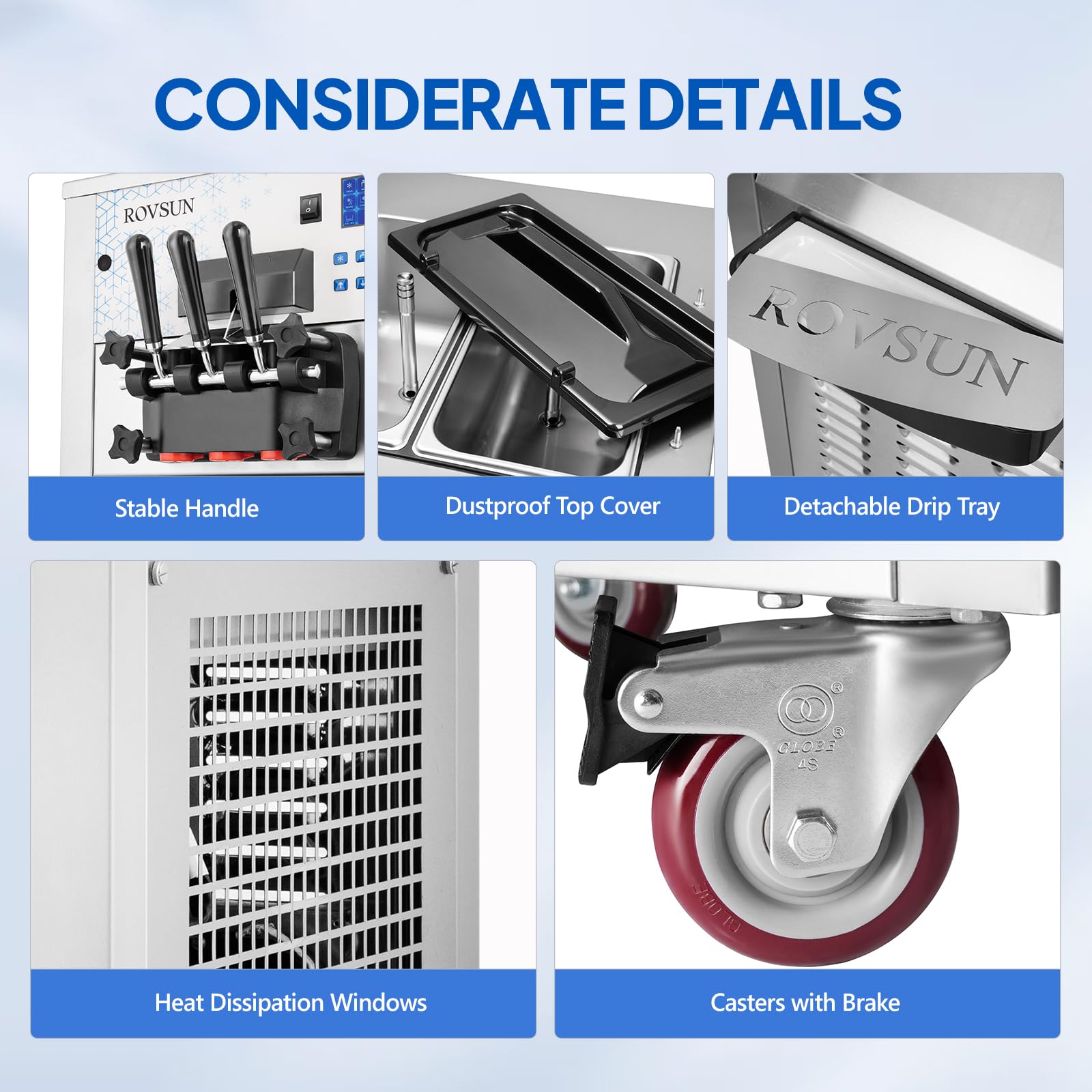 ROVSUN 6.6 Gallon 2600W 220V Ice Cream Machine with Wheels